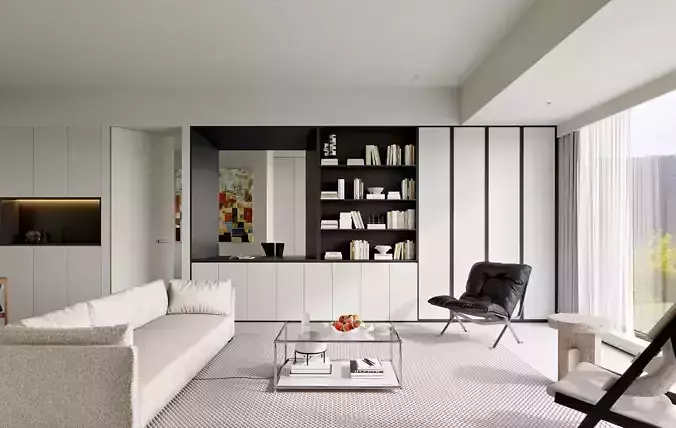 Modern living room dining room interior scenes 