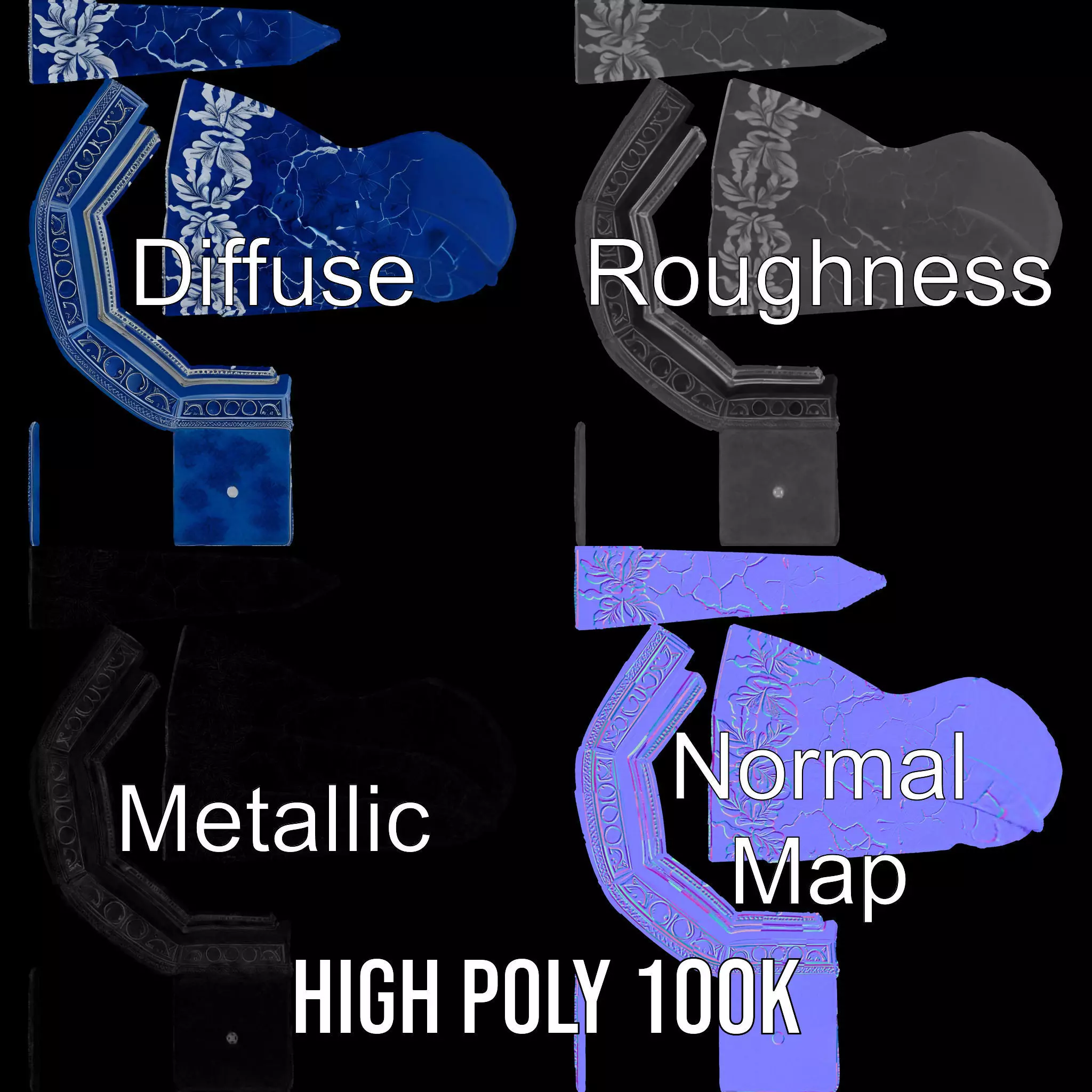 Cerulean Obelisk Dcor model pack Low-poly 3D model_3