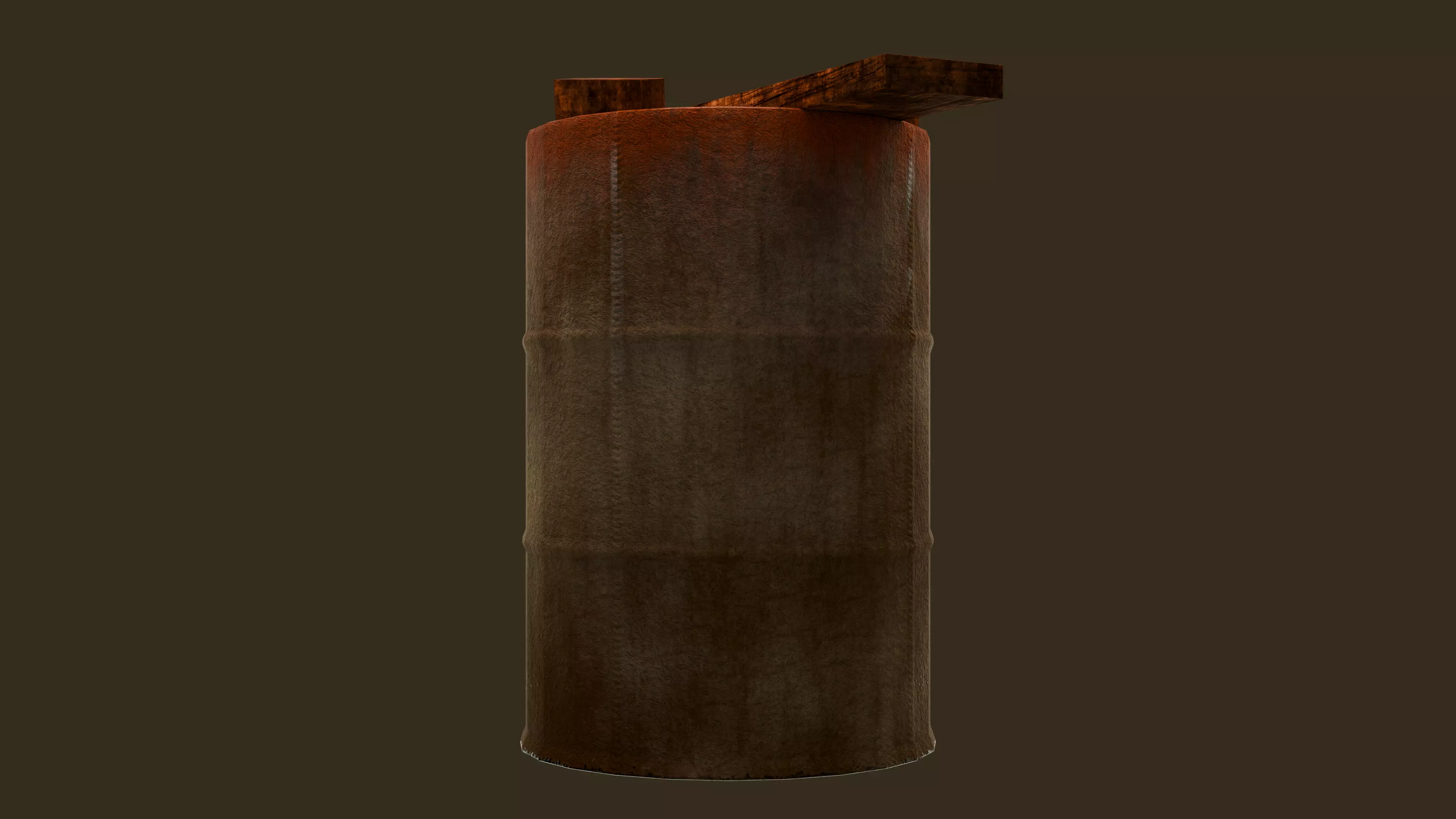 Rusty Metal Barrel with Wooden Planks Game Ready PBR 3D Model Low-poly 3D model_5