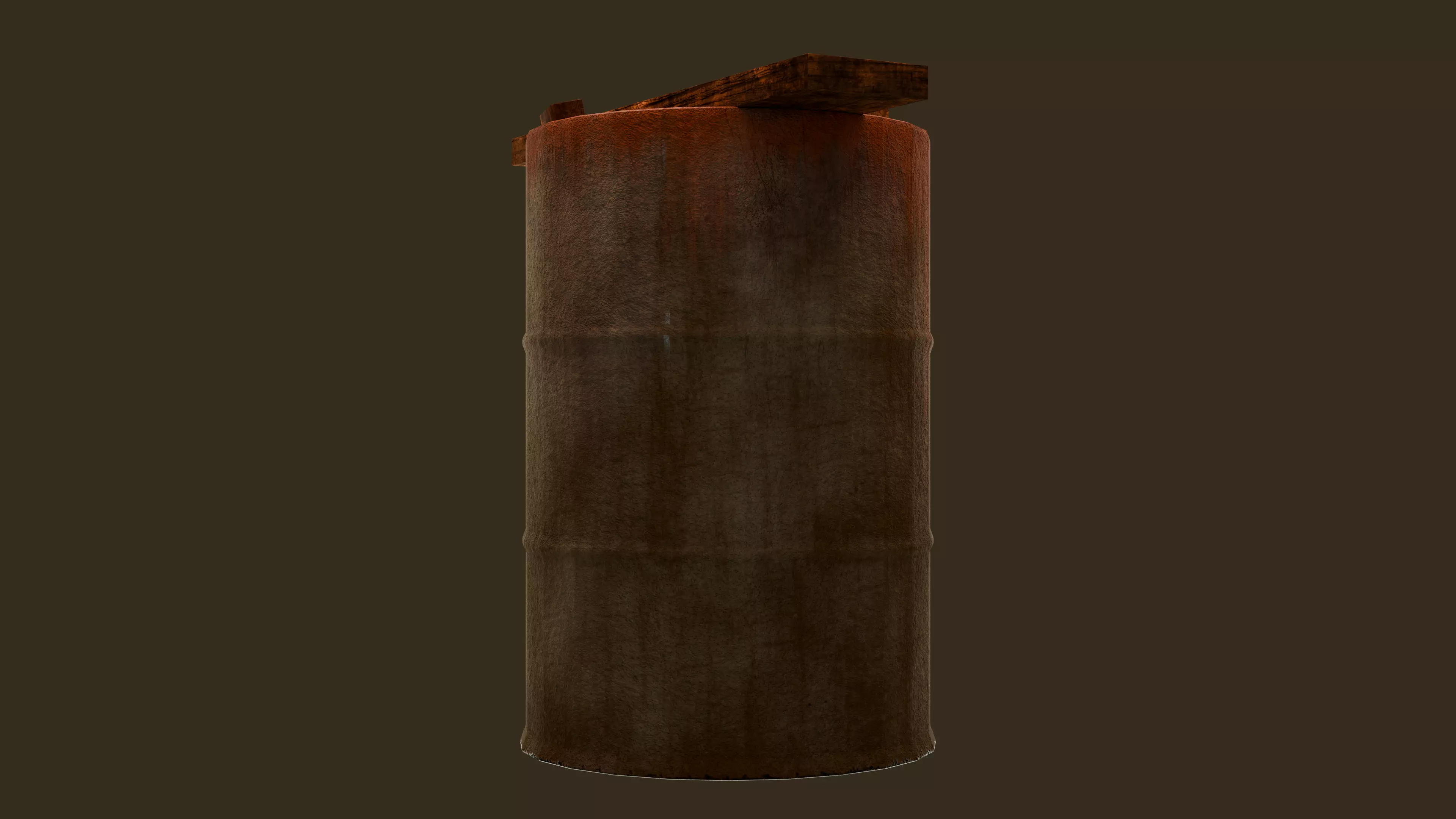 Rusty Metal Barrel with Wooden Planks Game Ready PBR 3D Model Low-poly 3D model_3