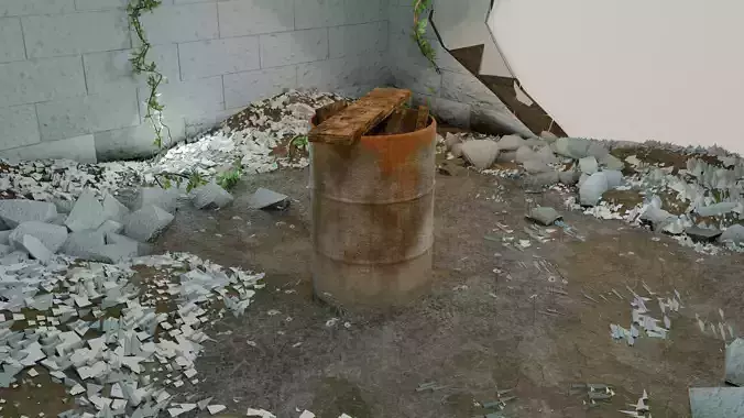 Rusty Metal Barrel with Wooden Planks Game Ready PBR 3D Model Low-poly 3D model