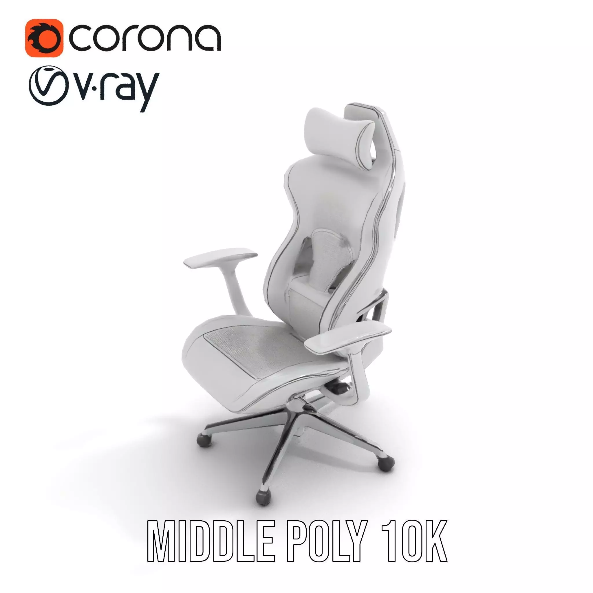 White Ergonomic Chair model pack Low-poly 3D model_5