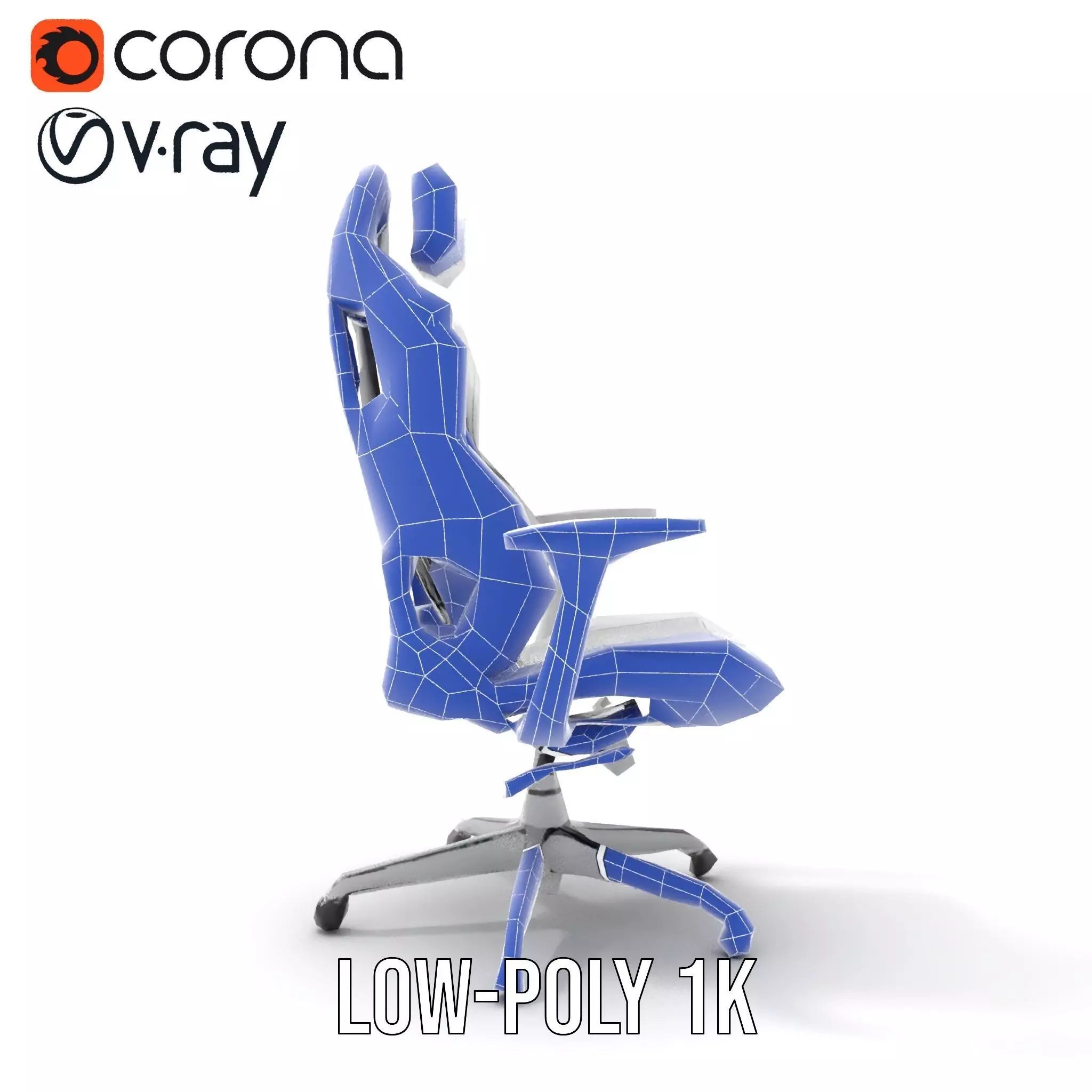 White Ergonomic Chair model pack Low-poly 3D model_28
