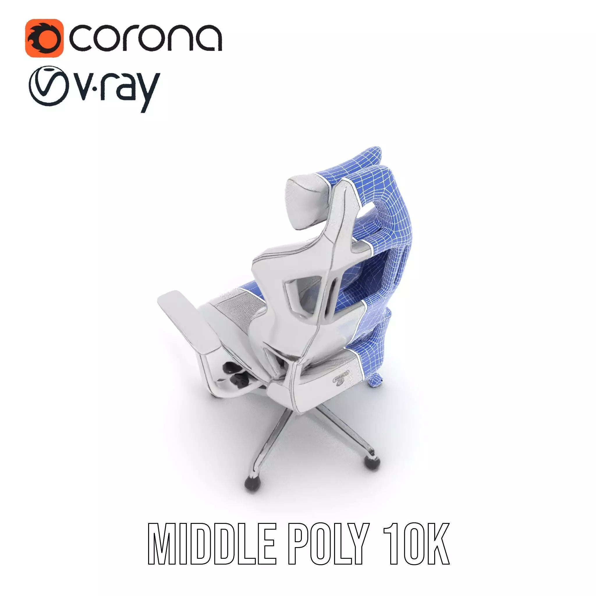 White Ergonomic Chair model pack Low-poly 3D model_16