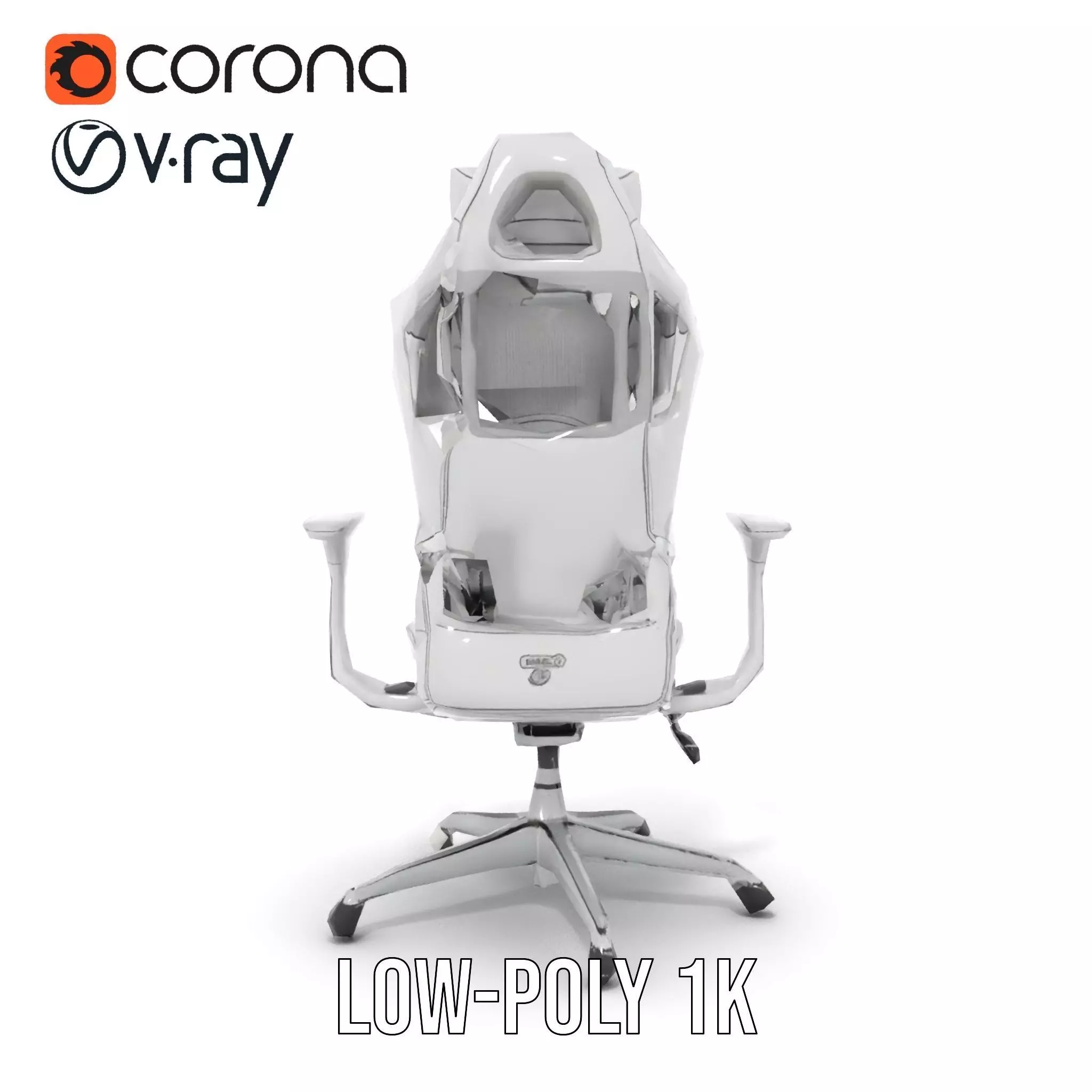 White Ergonomic Chair model pack Low-poly 3D model_25