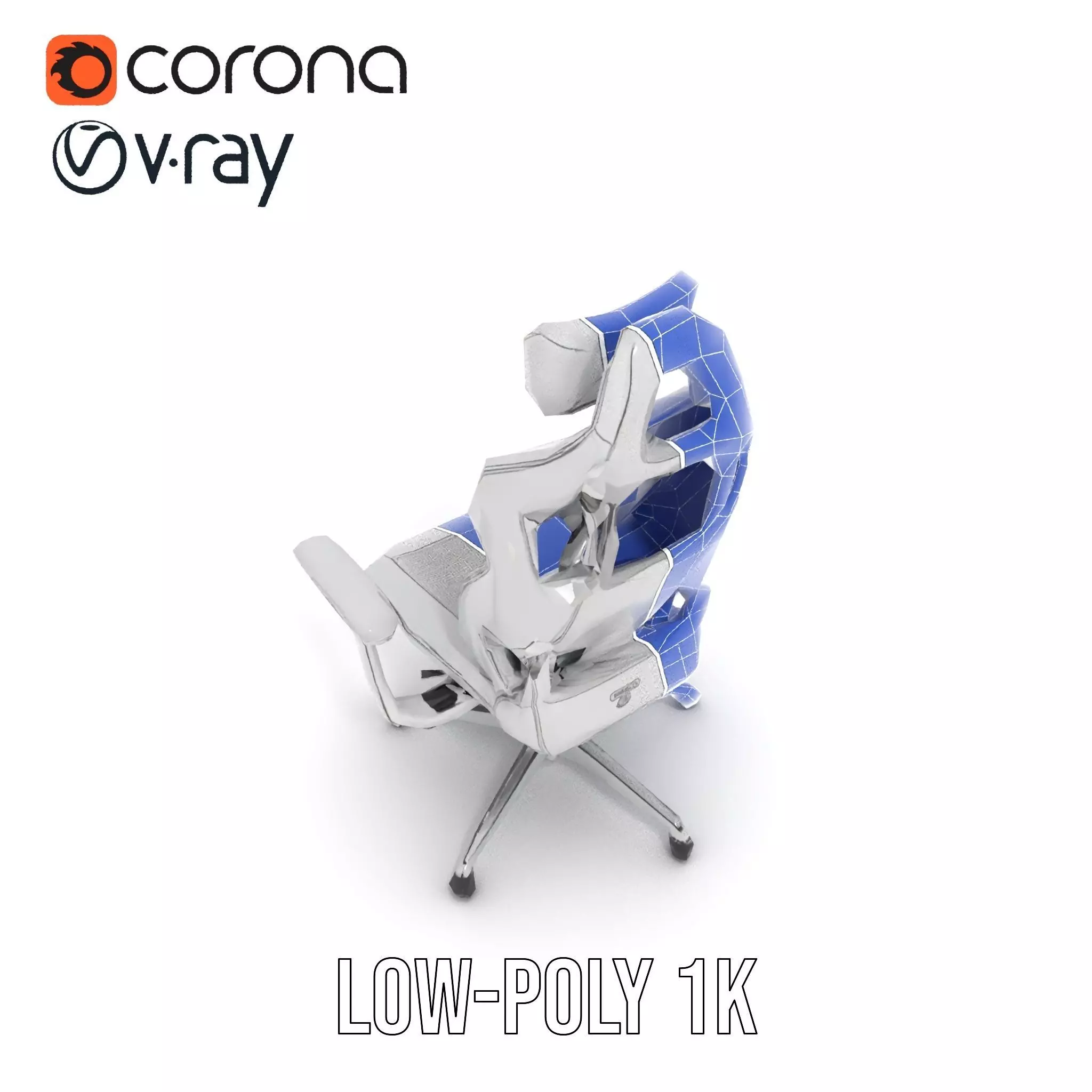 White Ergonomic Chair model pack Low-poly 3D model_12