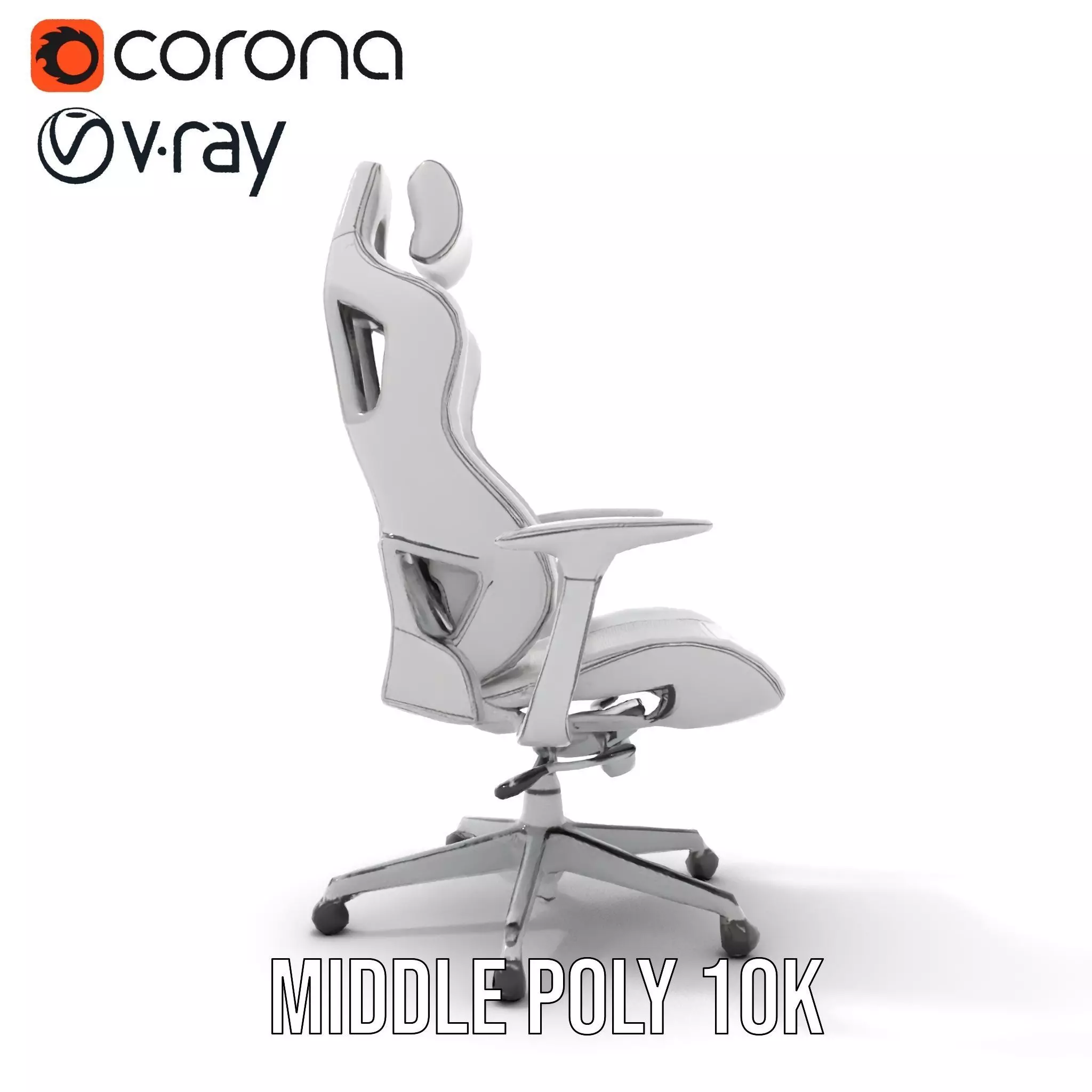 White Ergonomic Chair model pack Low-poly 3D model_24