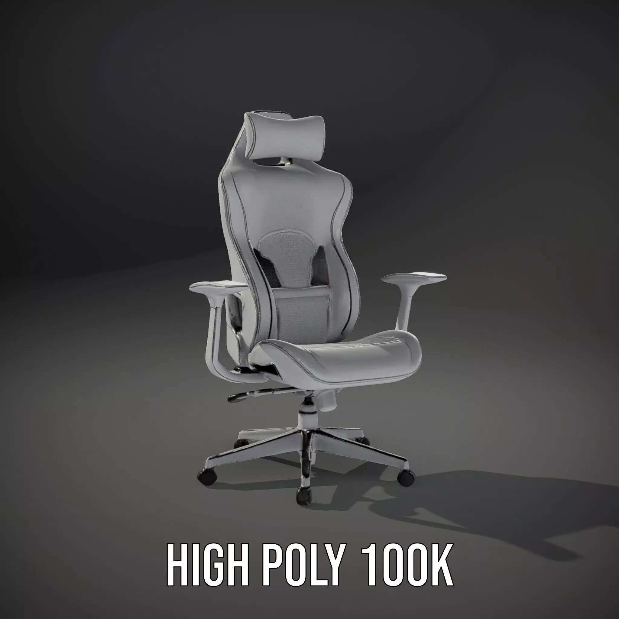 White Ergonomic Chair model pack Low-poly 3D model_10