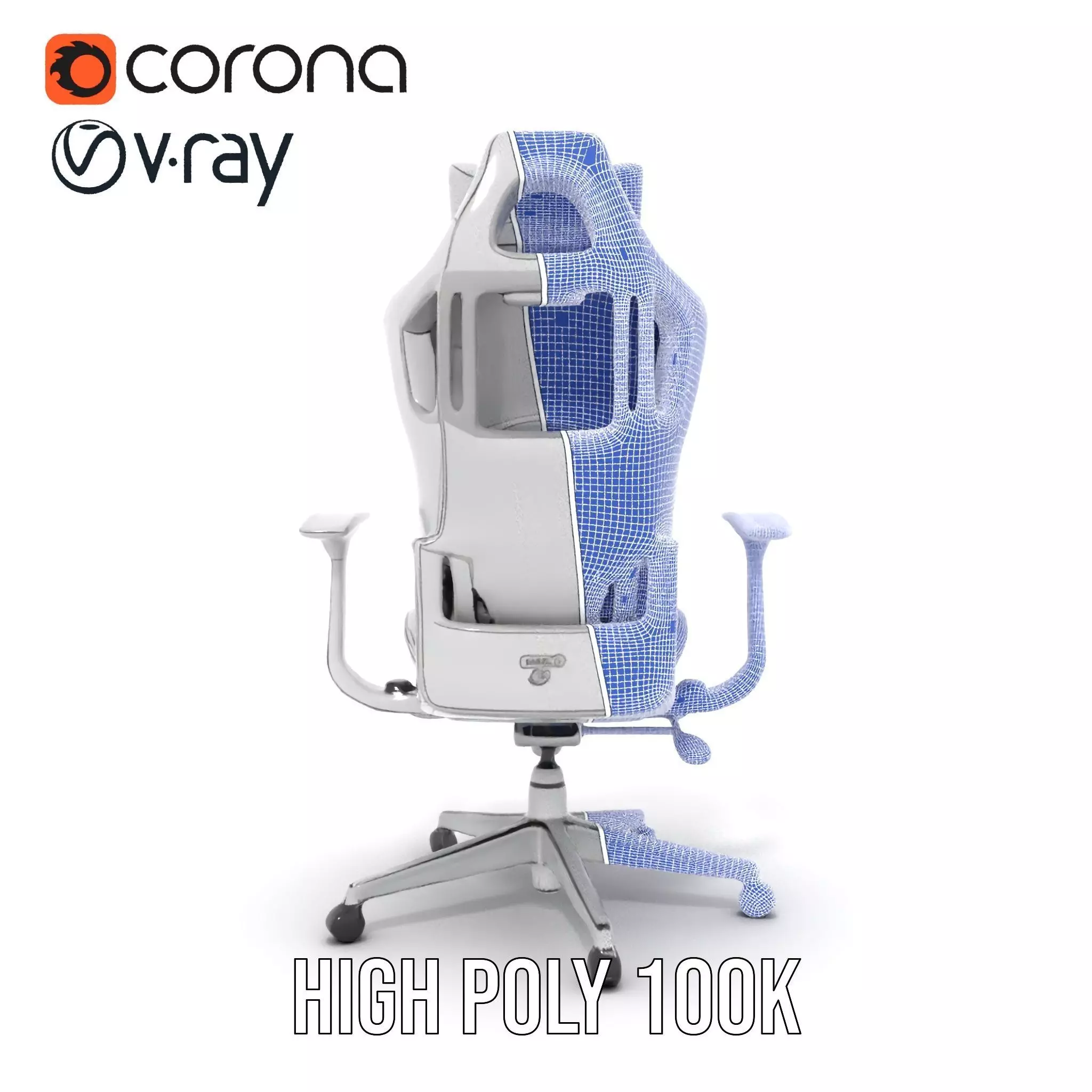 White Ergonomic Chair model pack Low-poly 3D model_34