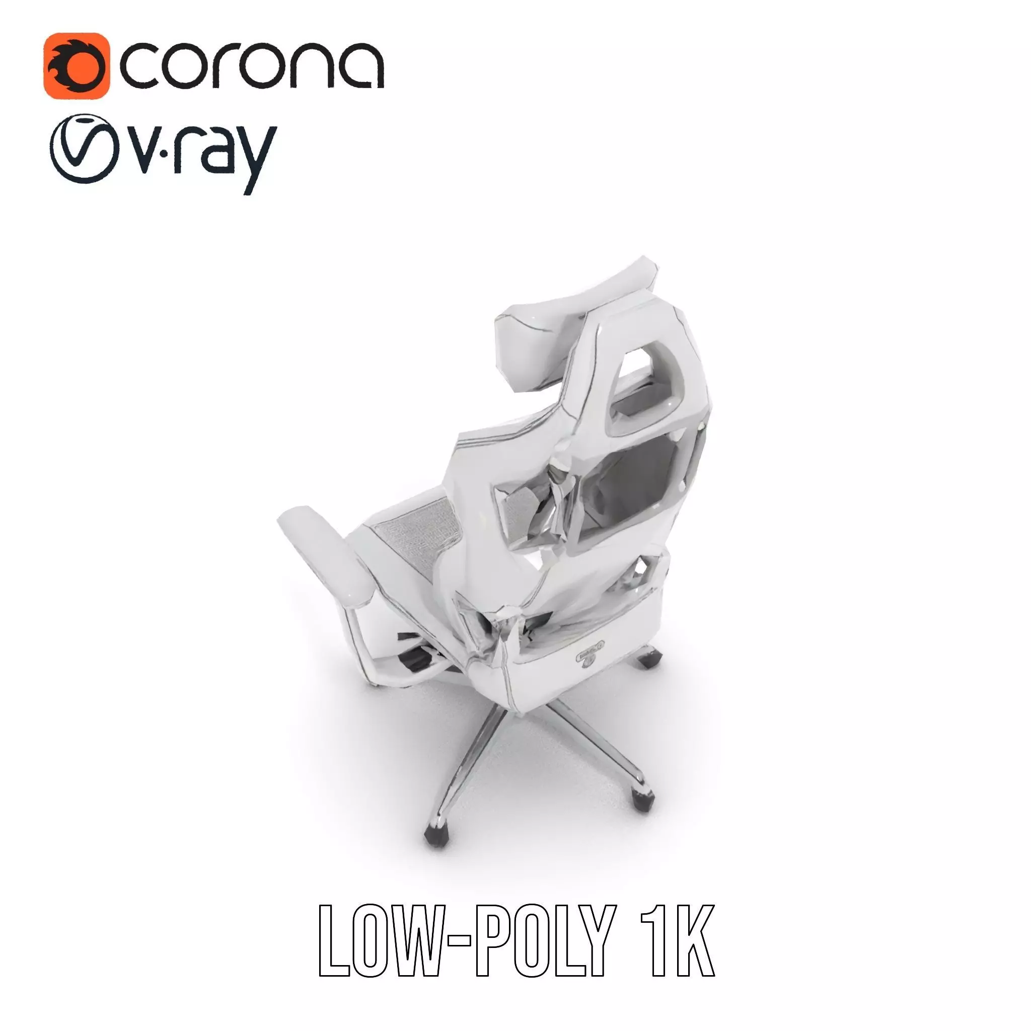 White Ergonomic Chair model pack Low-poly 3D model_20