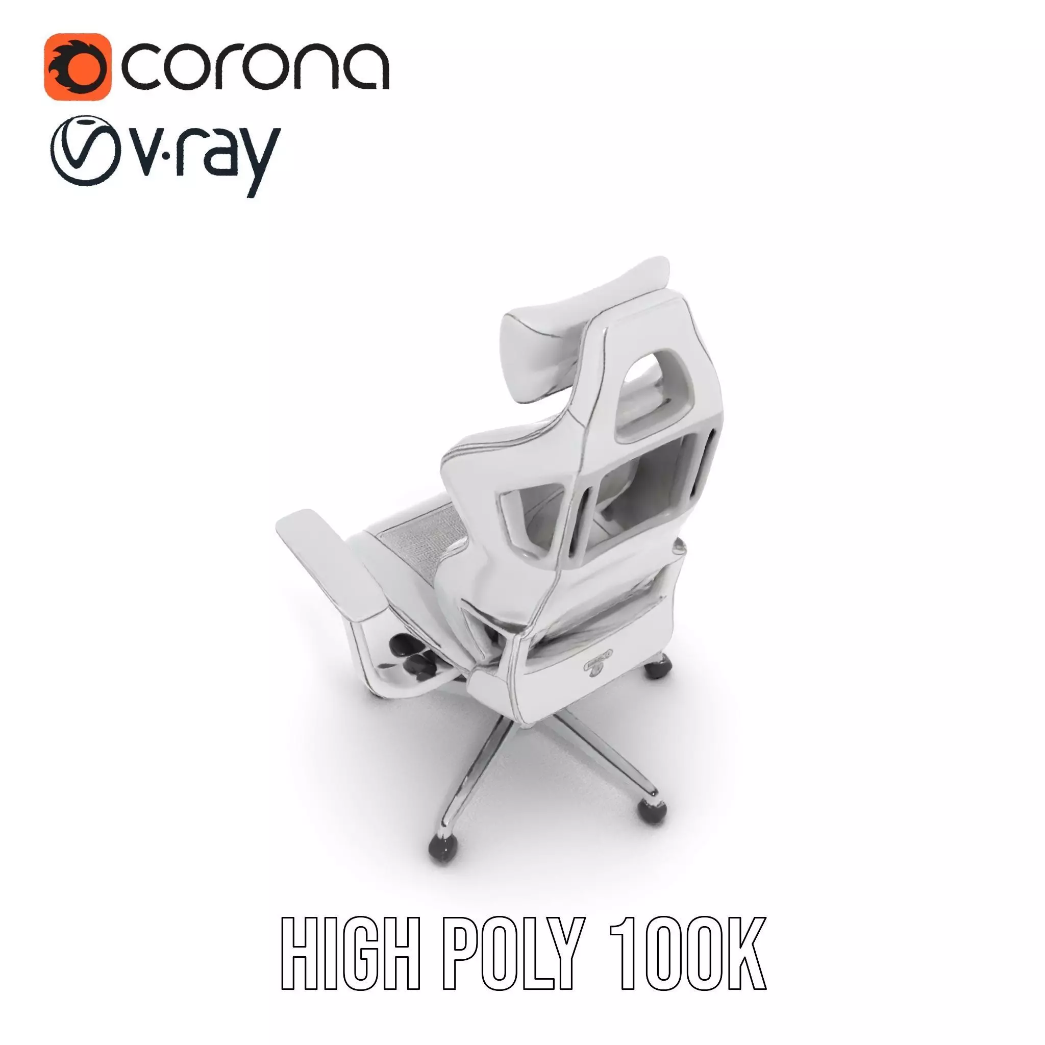 White Ergonomic Chair model pack Low-poly 3D model_18