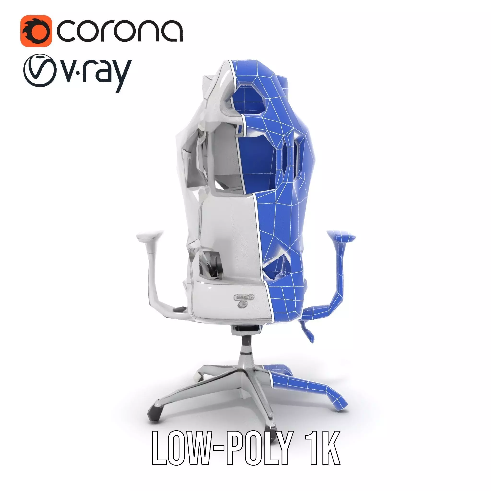 White Ergonomic Chair model pack Low-poly 3D model_31