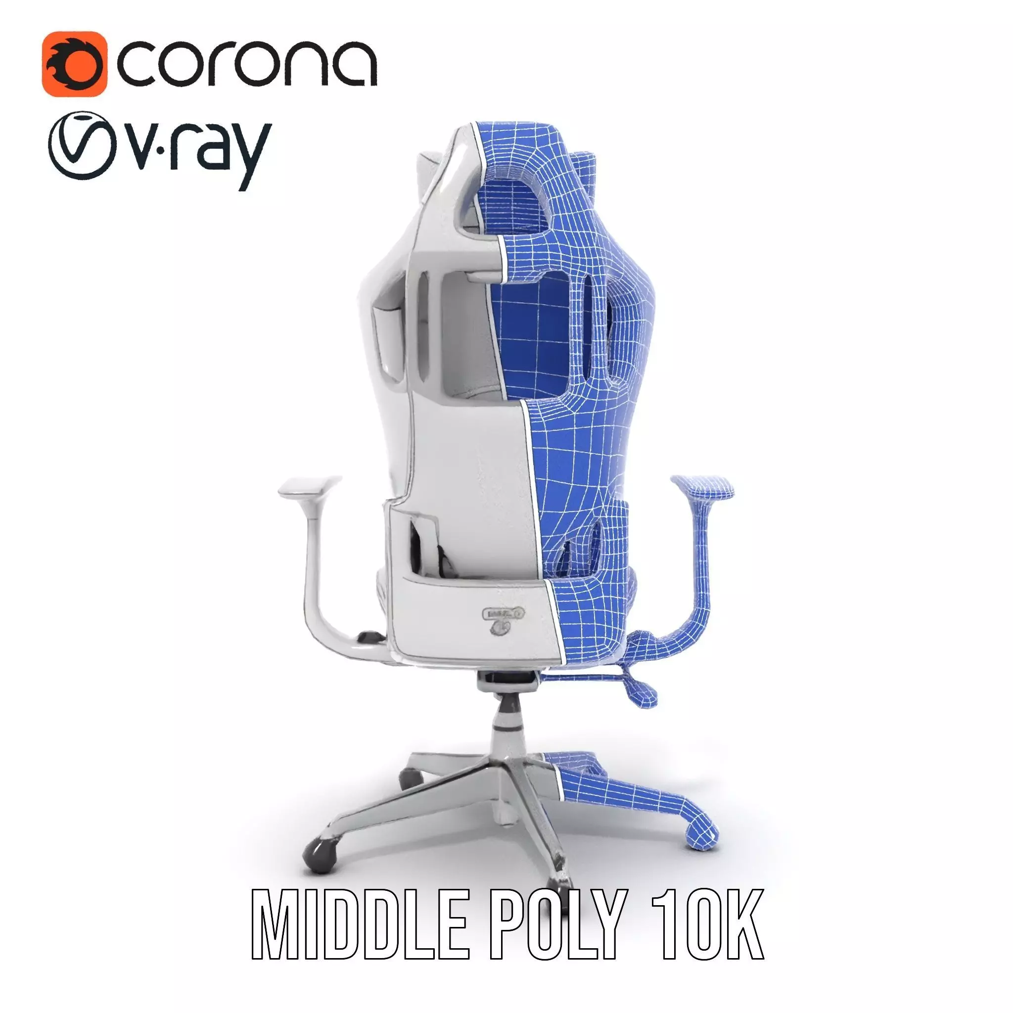 White Ergonomic Chair model pack Low-poly 3D model_27