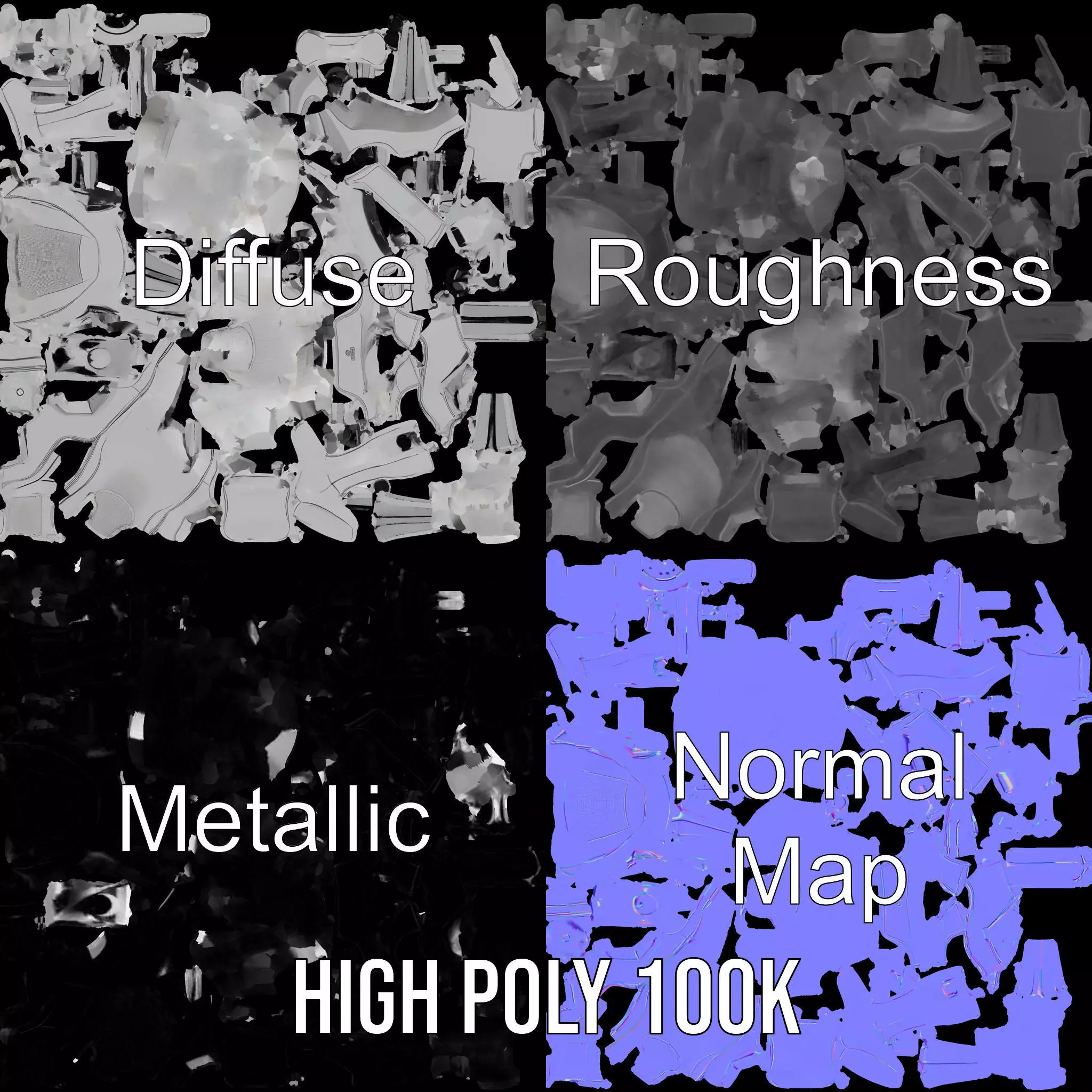 White Ergonomic Chair model pack Low-poly 3D model_3