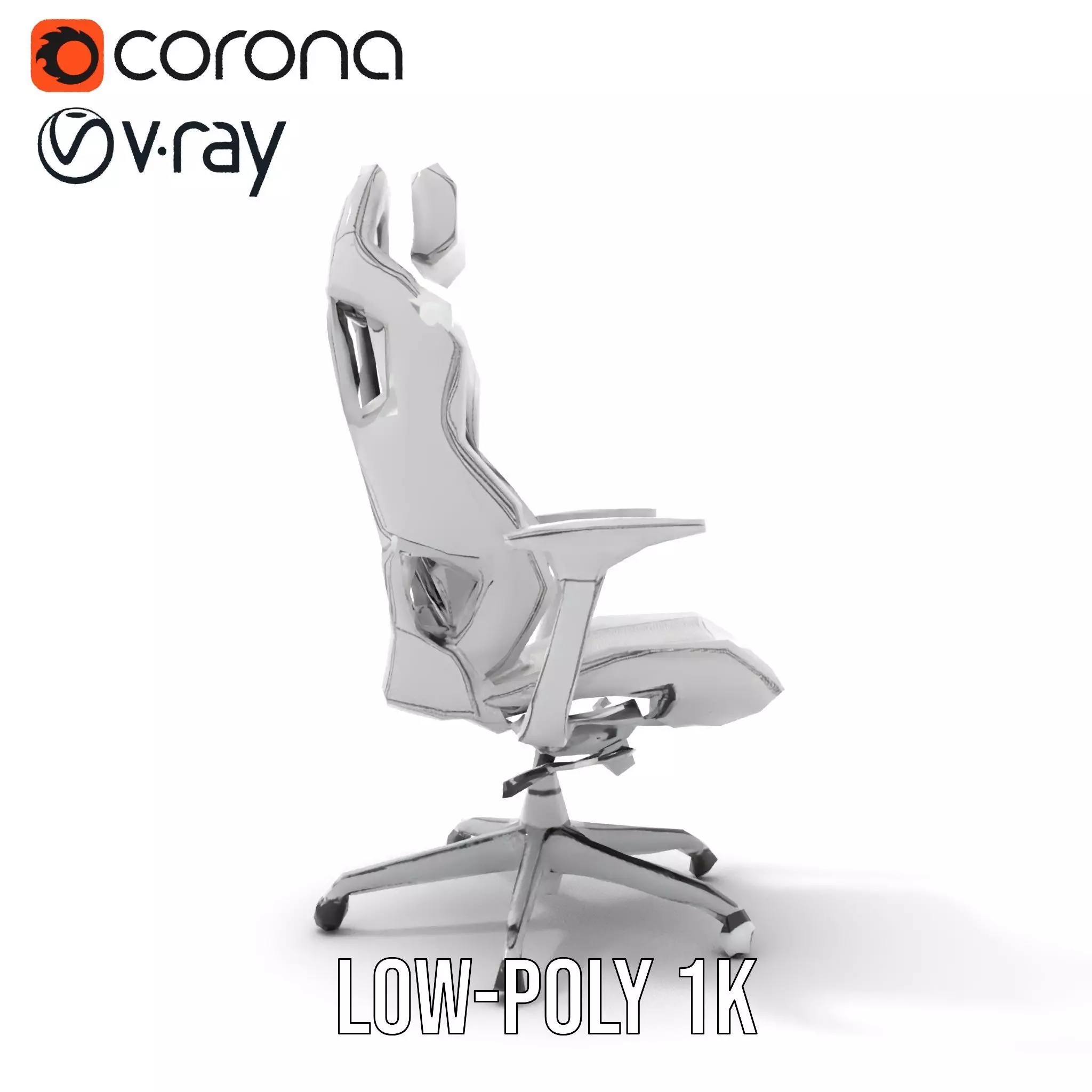 White Ergonomic Chair model pack Low-poly 3D model_14