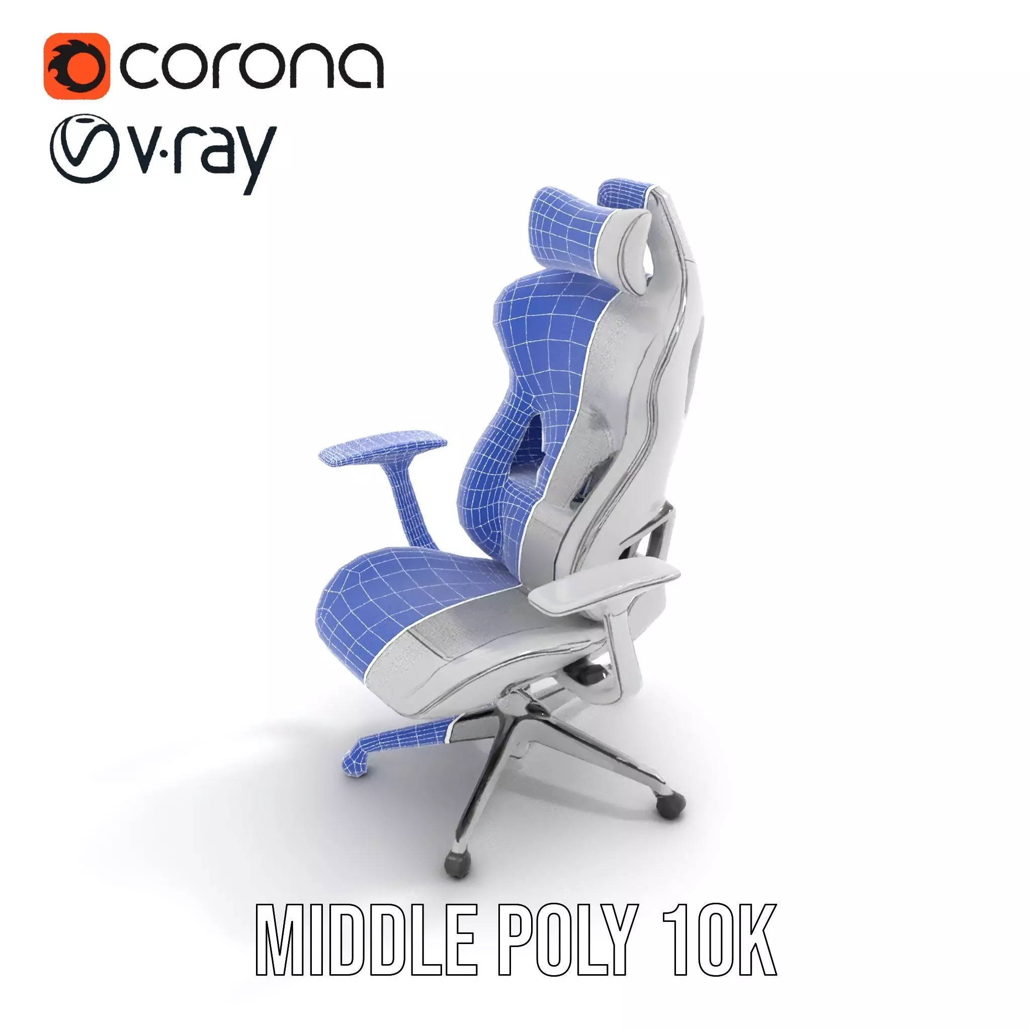 White Ergonomic Chair model pack Low-poly 3D model_30