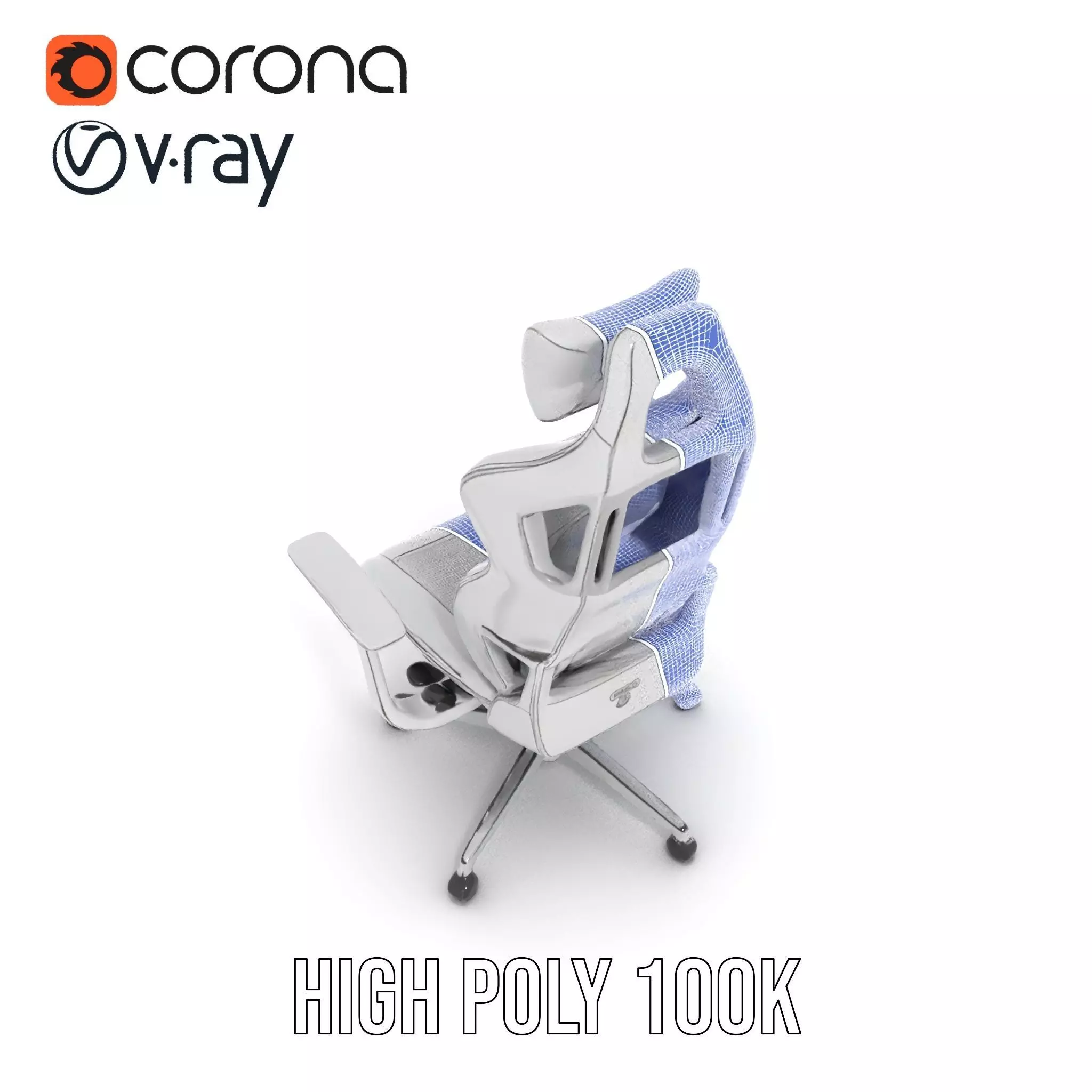 White Ergonomic Chair model pack Low-poly 3D model_26