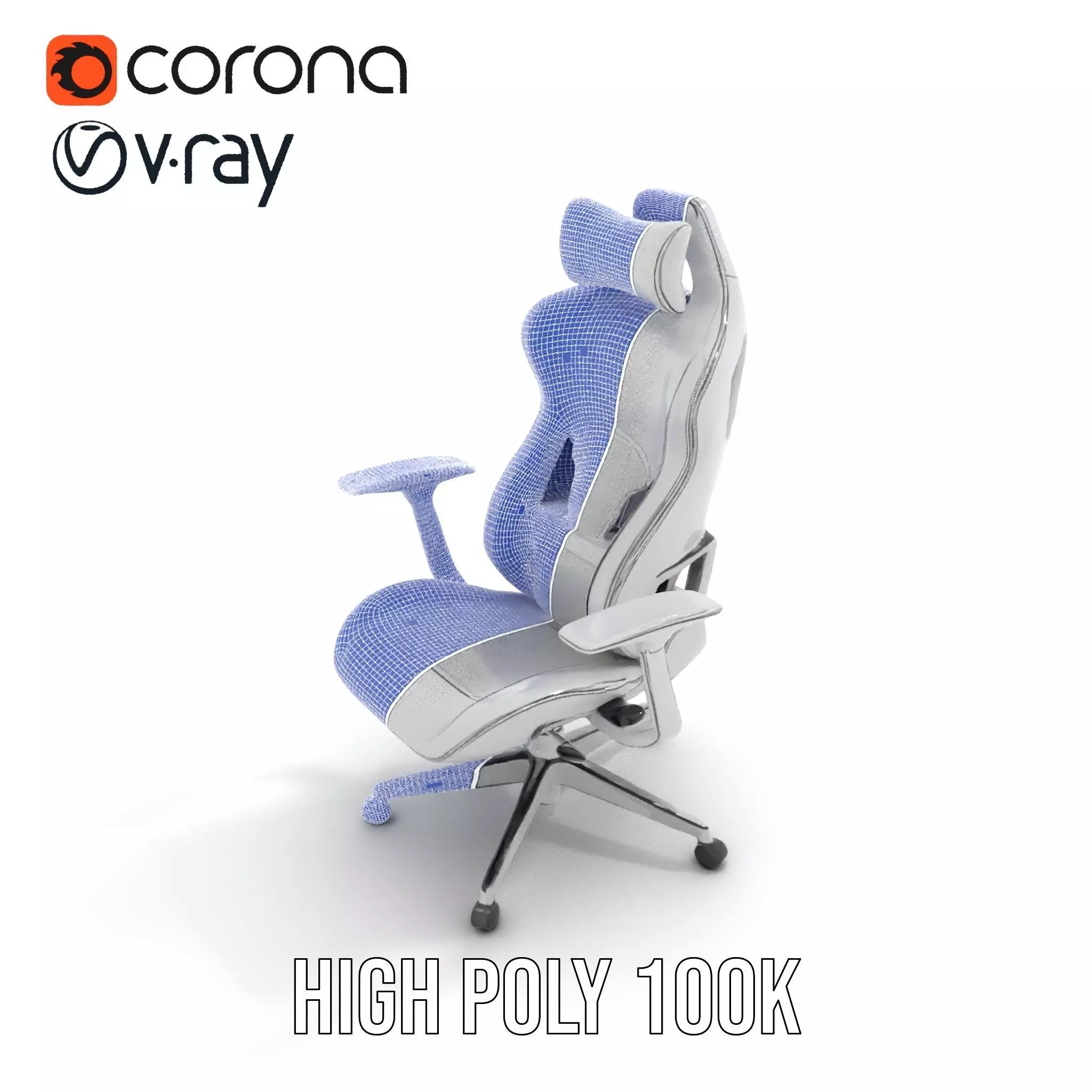 White Ergonomic Chair model pack Low-poly 3D model_29