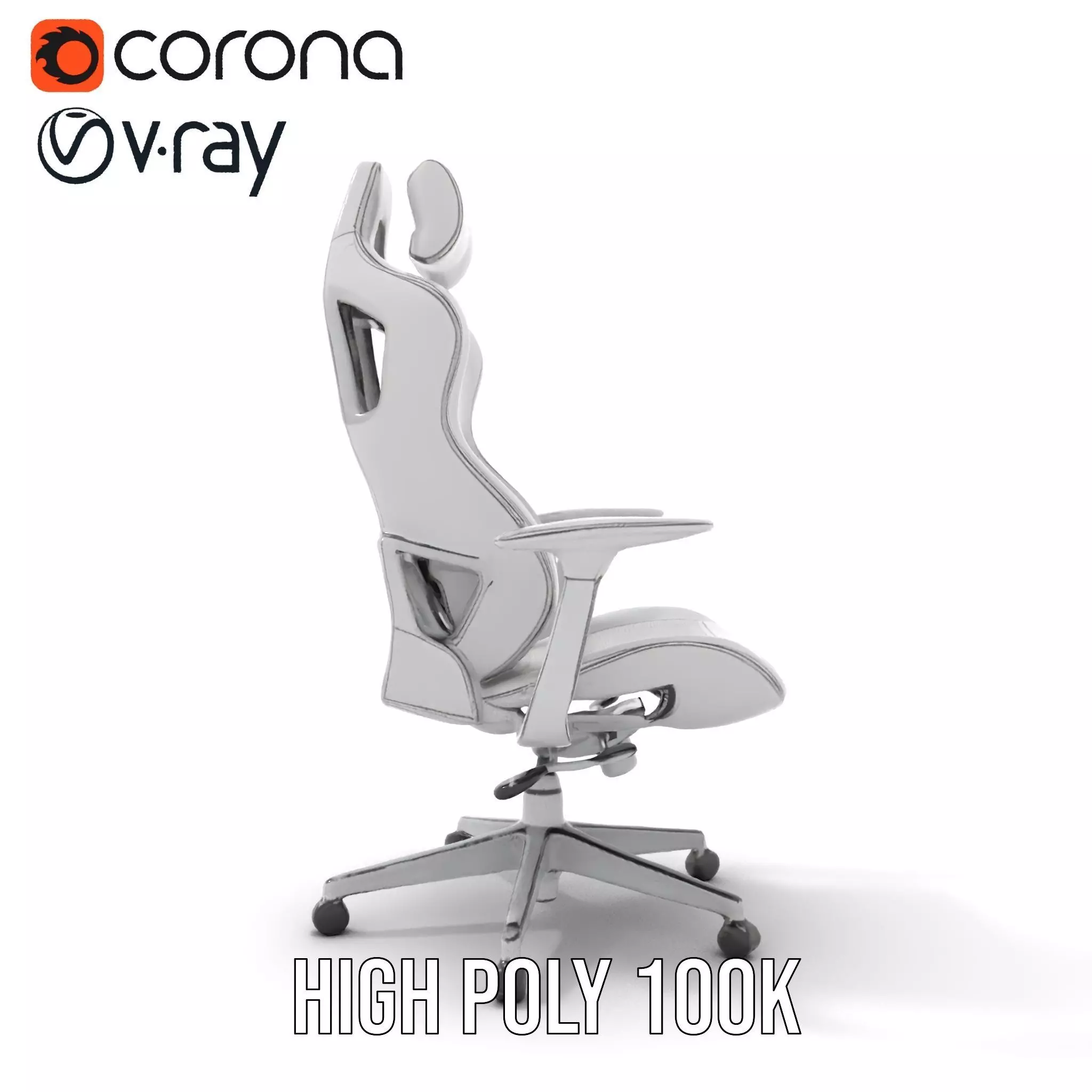 White Ergonomic Chair model pack Low-poly 3D model_32