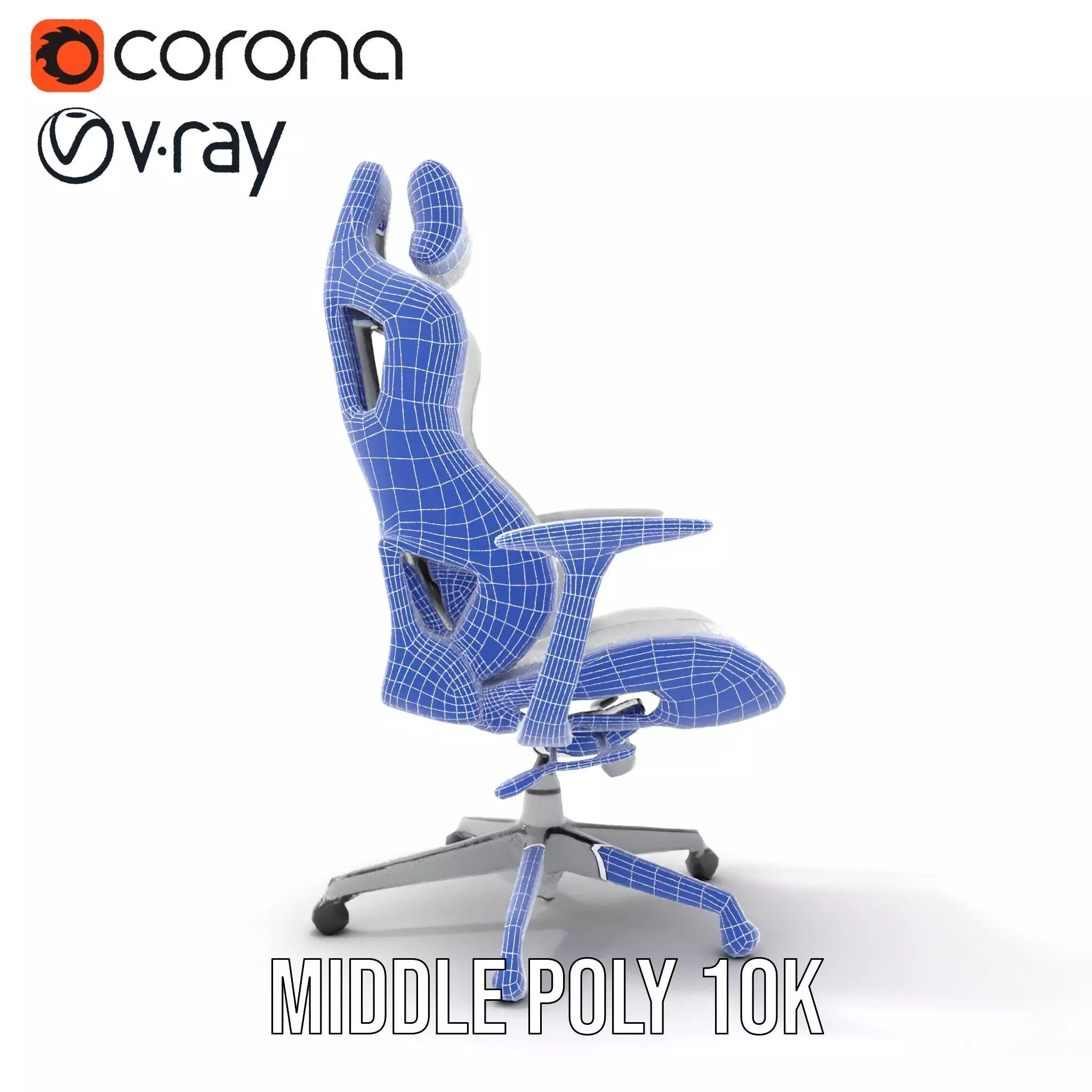 White Ergonomic Chair model pack Low-poly 3D model_19