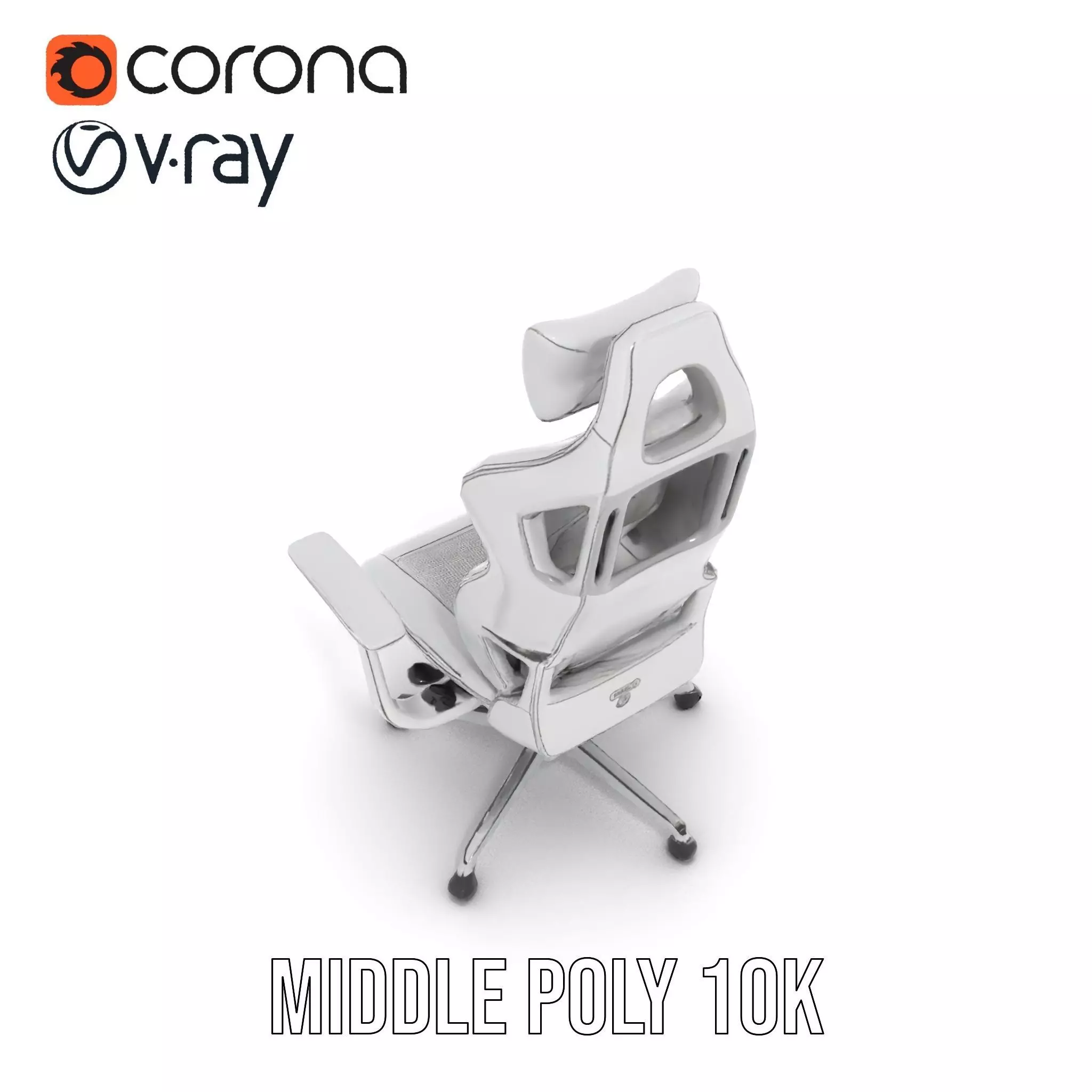 White Ergonomic Chair model pack Low-poly 3D model_11