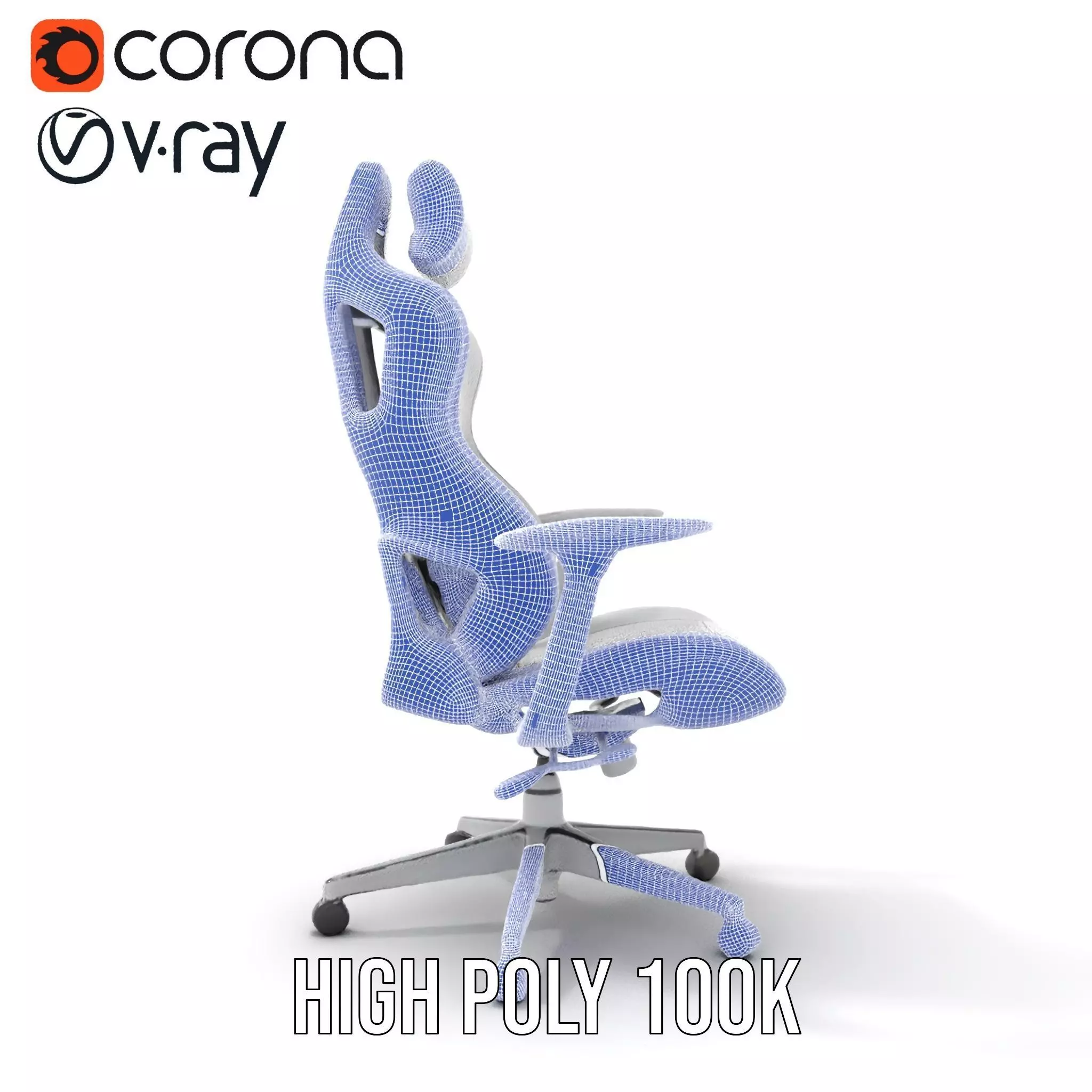 White Ergonomic Chair model pack Low-poly 3D model_33
