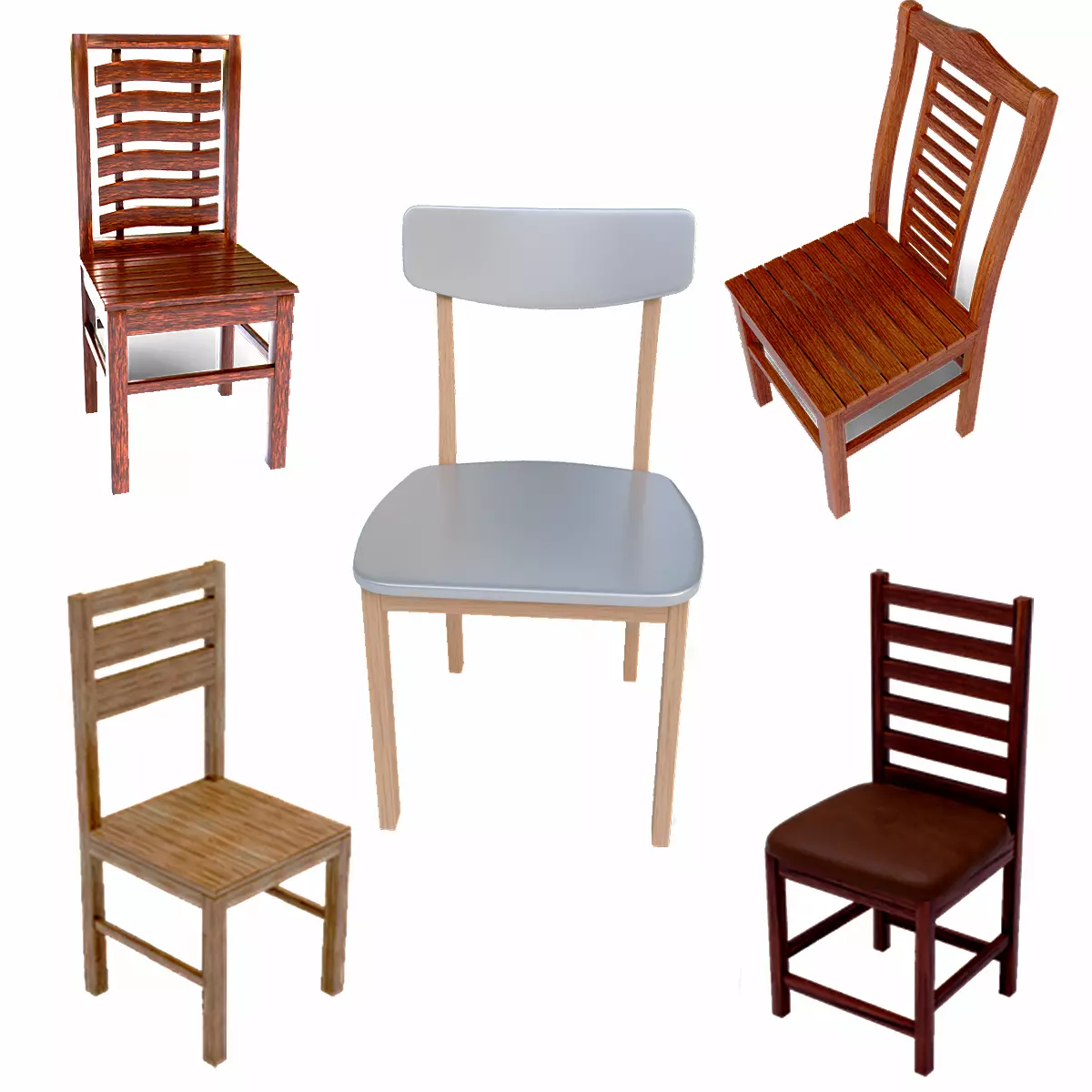 5 Unique Chair -  Mini Pack Vol 5 3D Model Collection_0