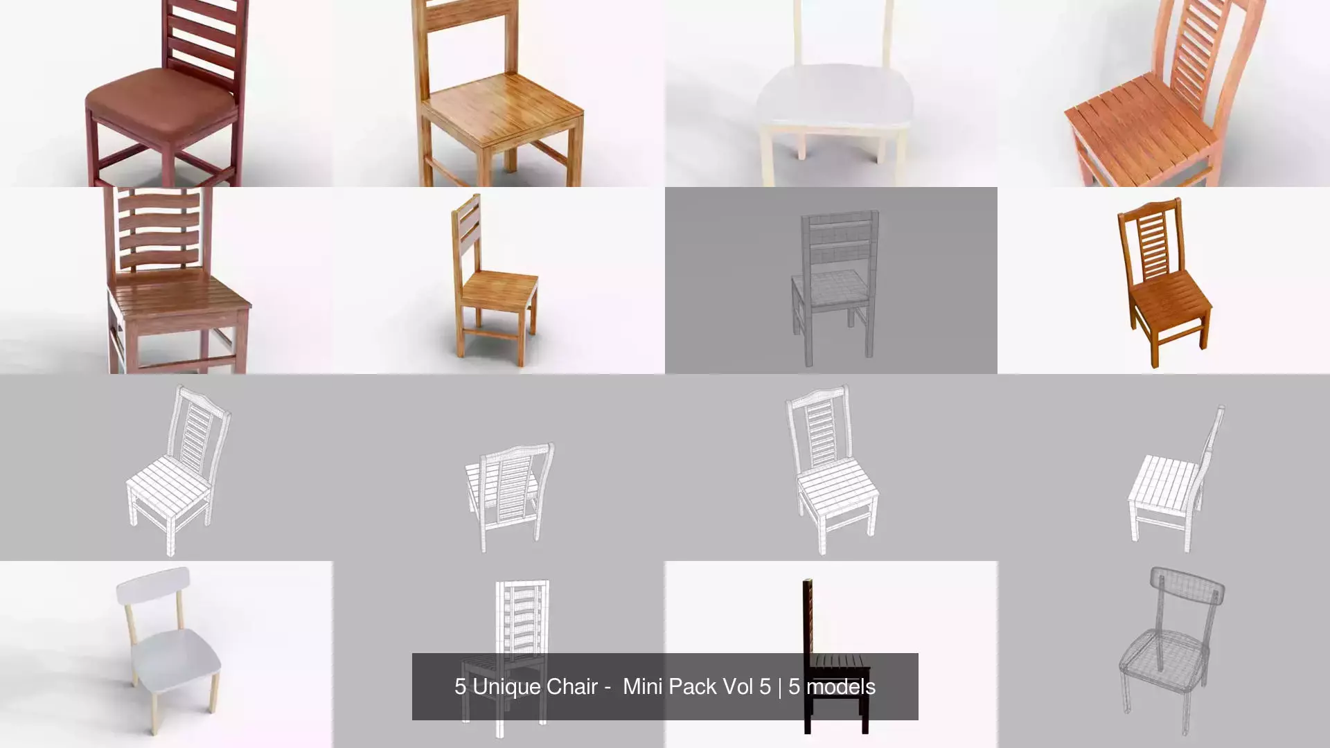 5 Unique Chair -  Mini Pack Vol 5 3D Model Collection_1