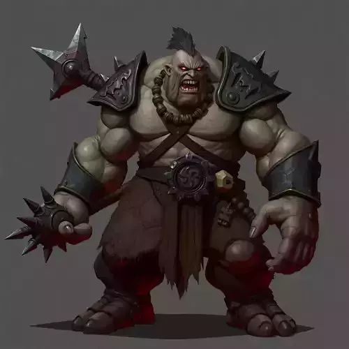 game ready rigged white ogre Low-poly 3D model