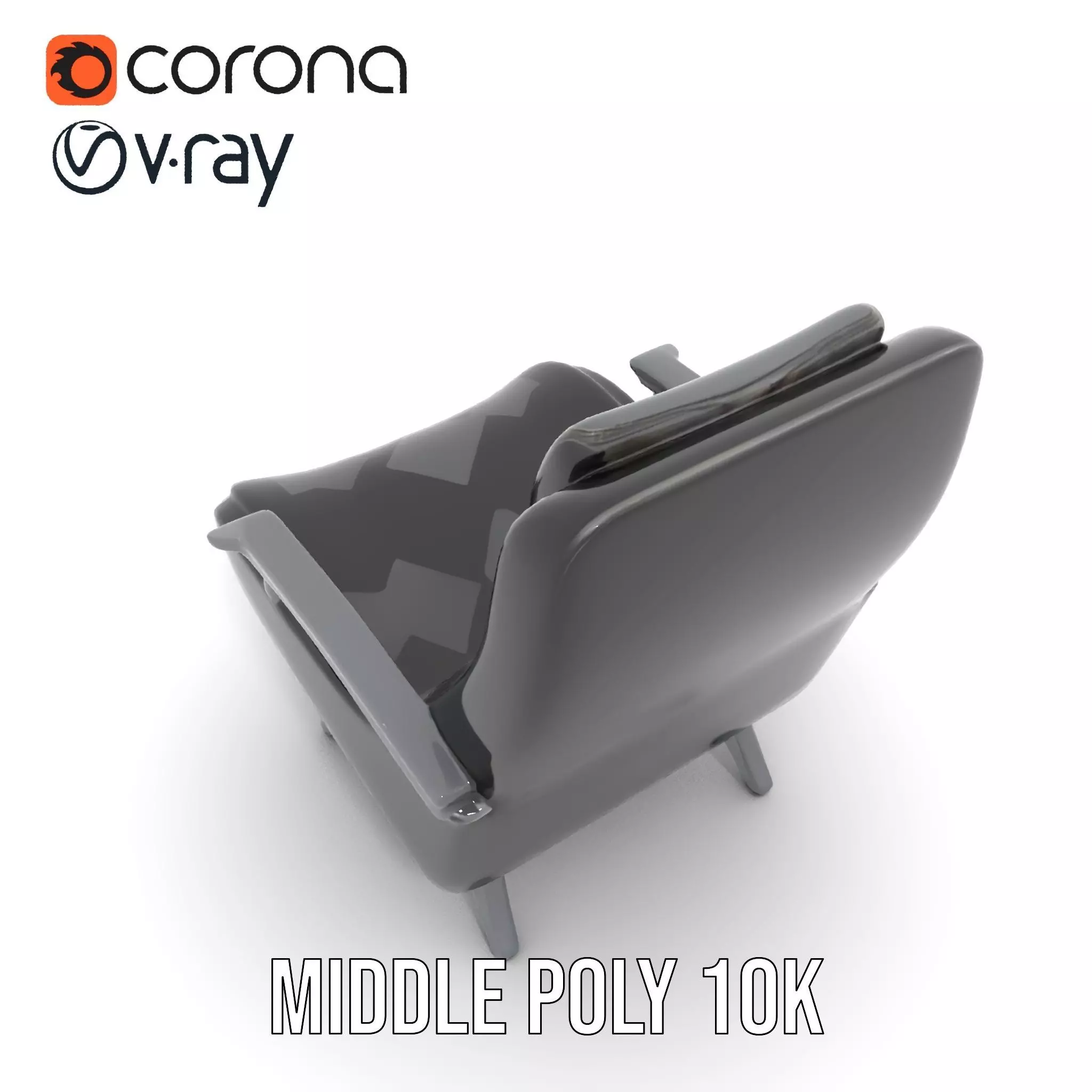 Modern Black Armchair model pack Low-poly 3D model_5