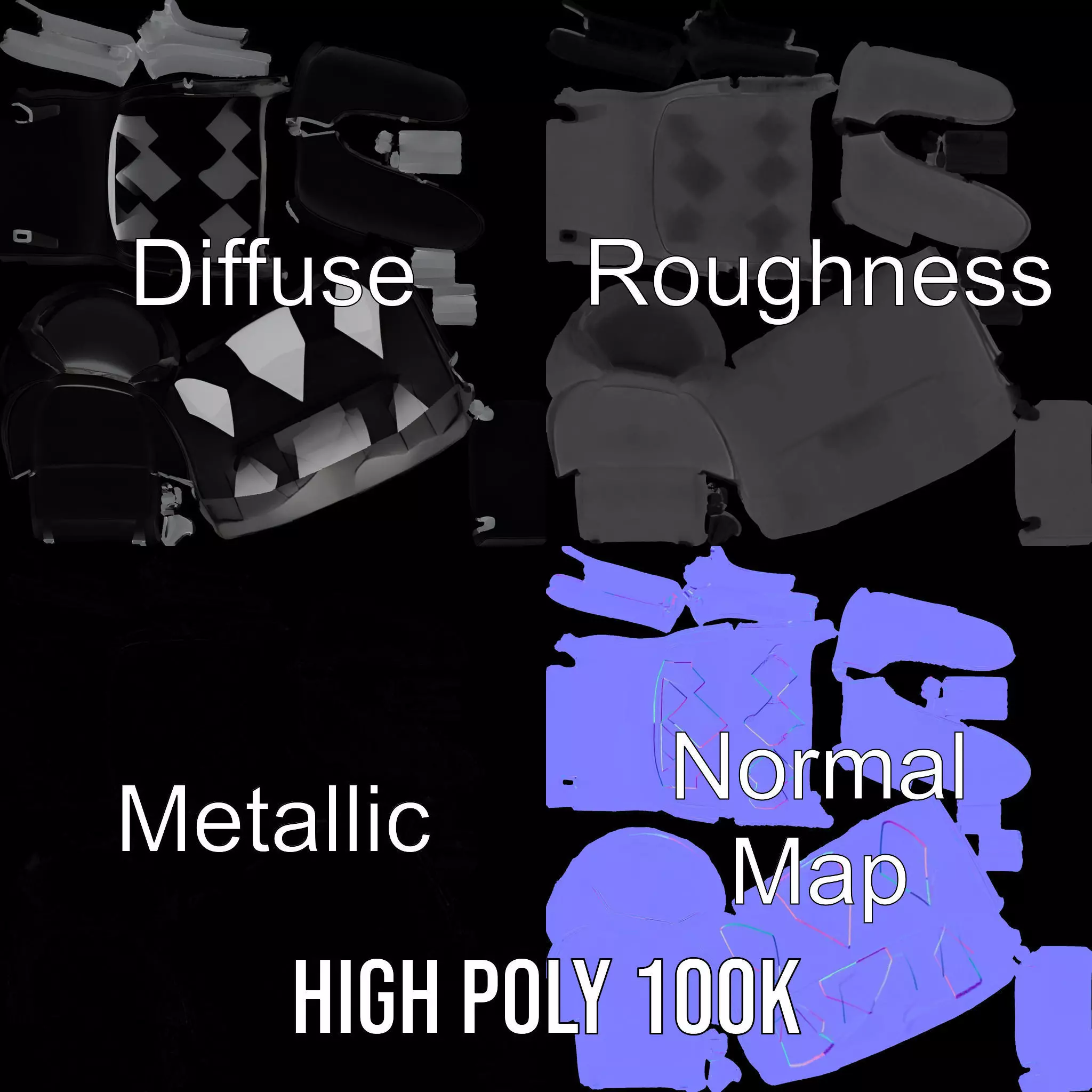 Modern Black Armchair model pack Low-poly 3D model_3