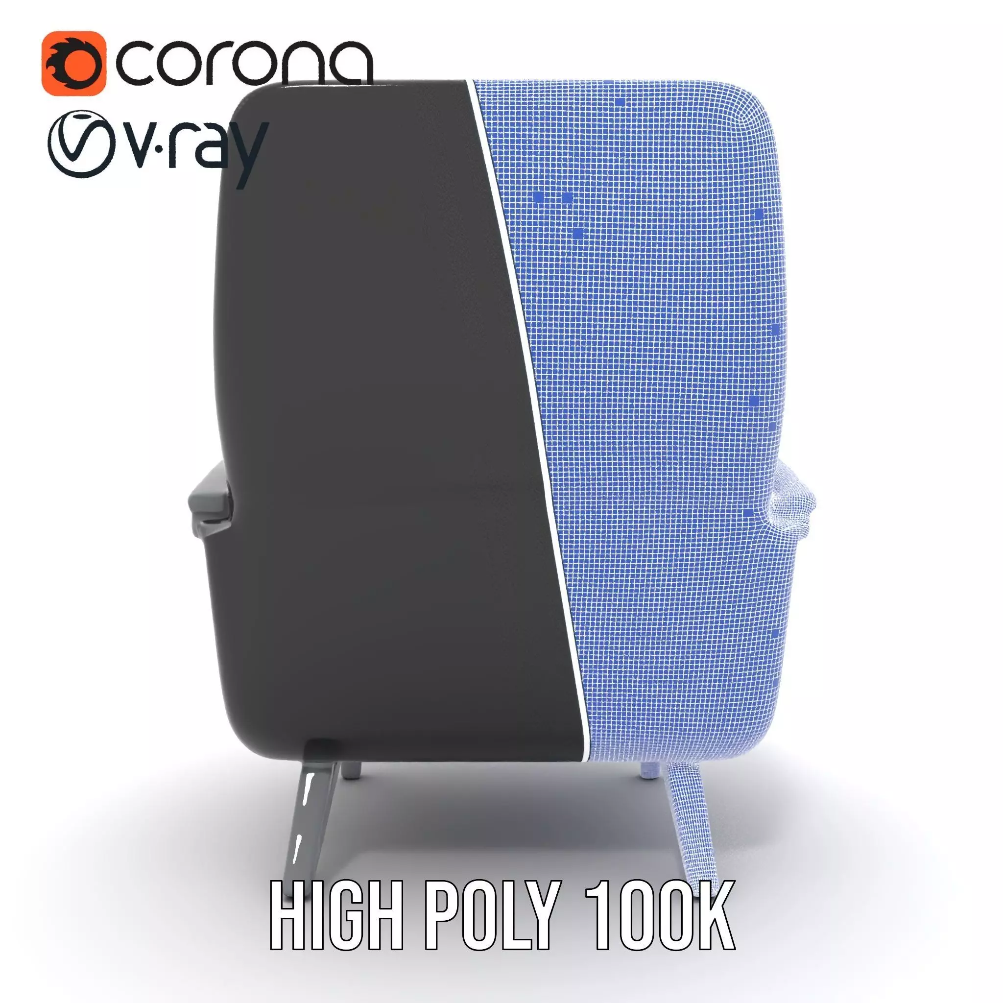 Modern Black Armchair model pack Low-poly 3D model_34