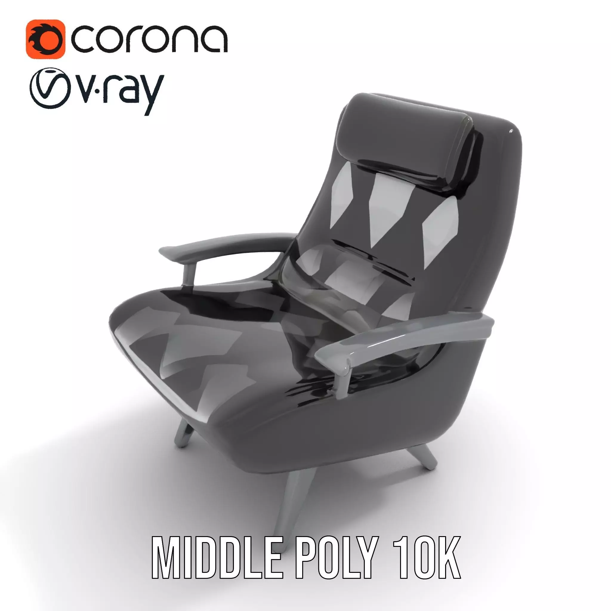Modern Black Armchair model pack Low-poly 3D model_11