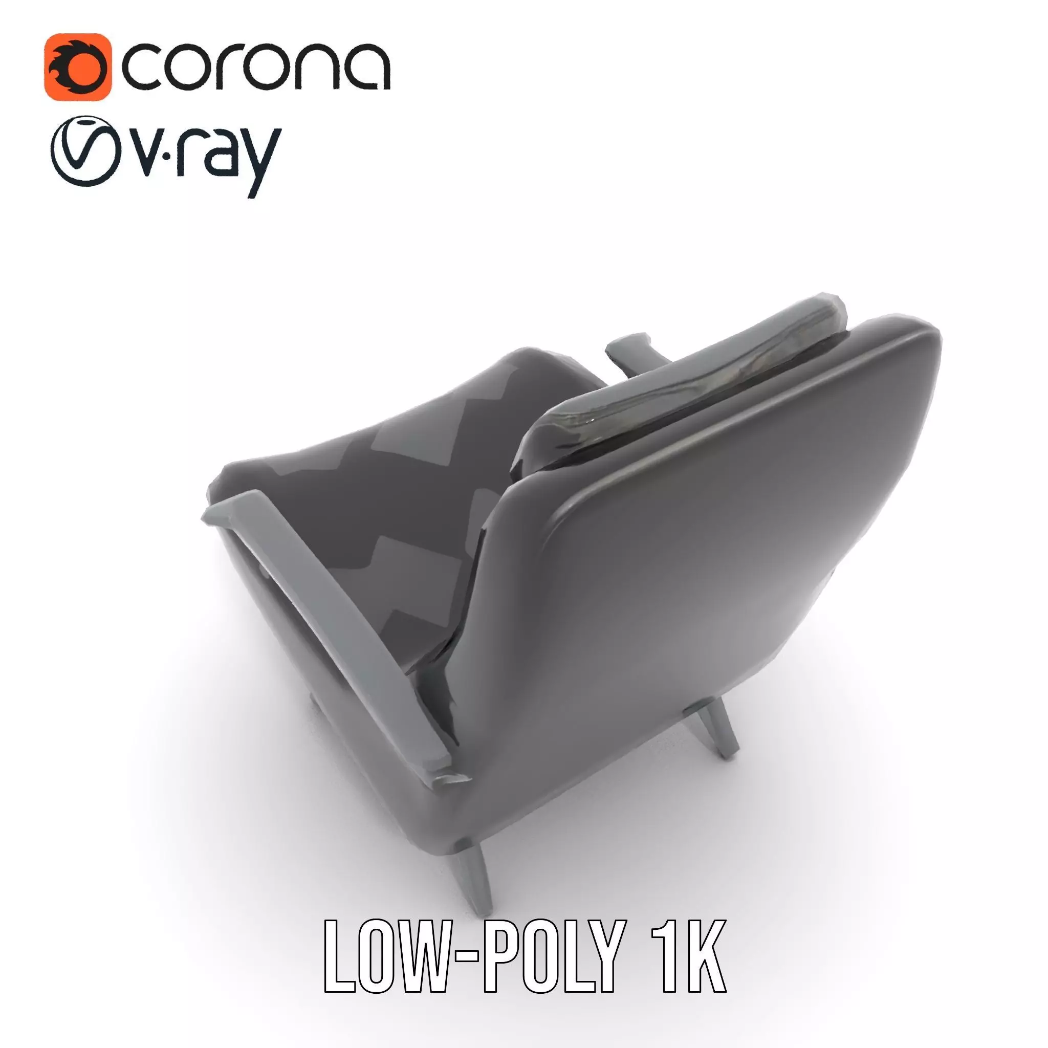 Modern Black Armchair model pack Low-poly 3D model_14