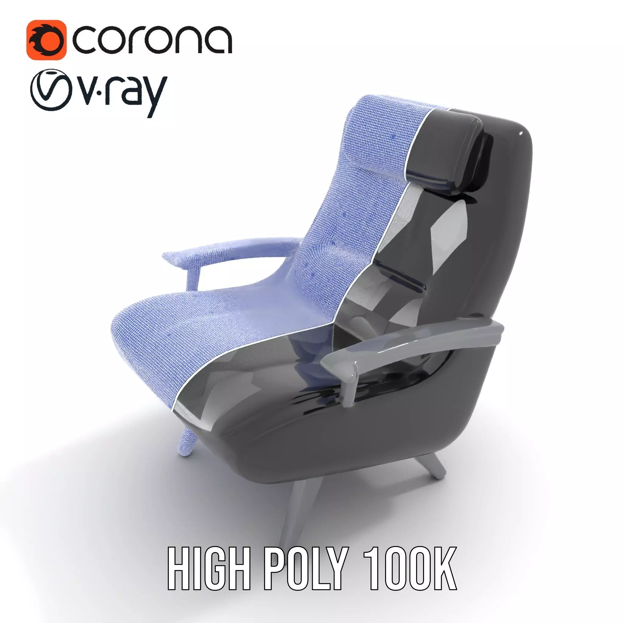 Modern Black Armchair model pack Low-poly 3D model_33