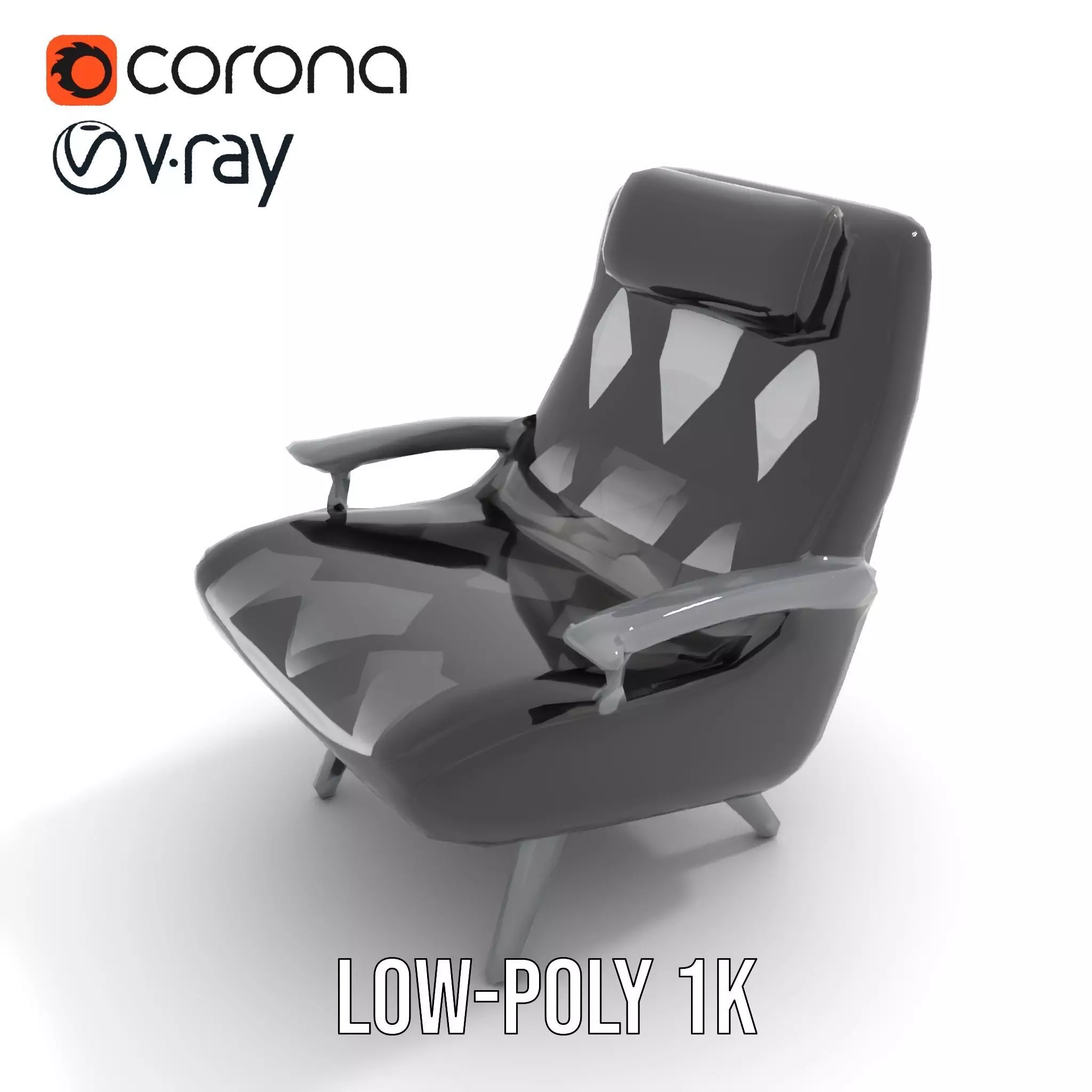 Modern Black Armchair model pack Low-poly 3D model_16
