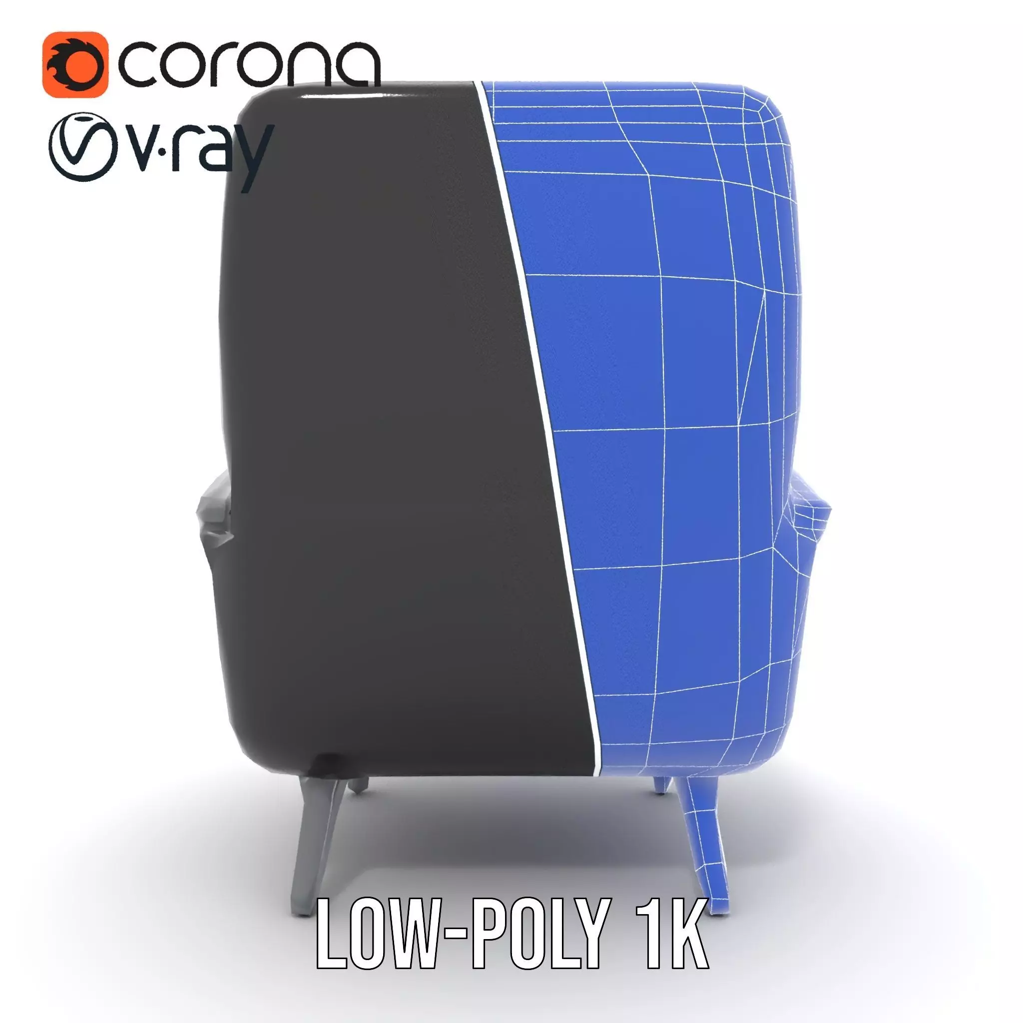Modern Black Armchair model pack Low-poly 3D model_24
