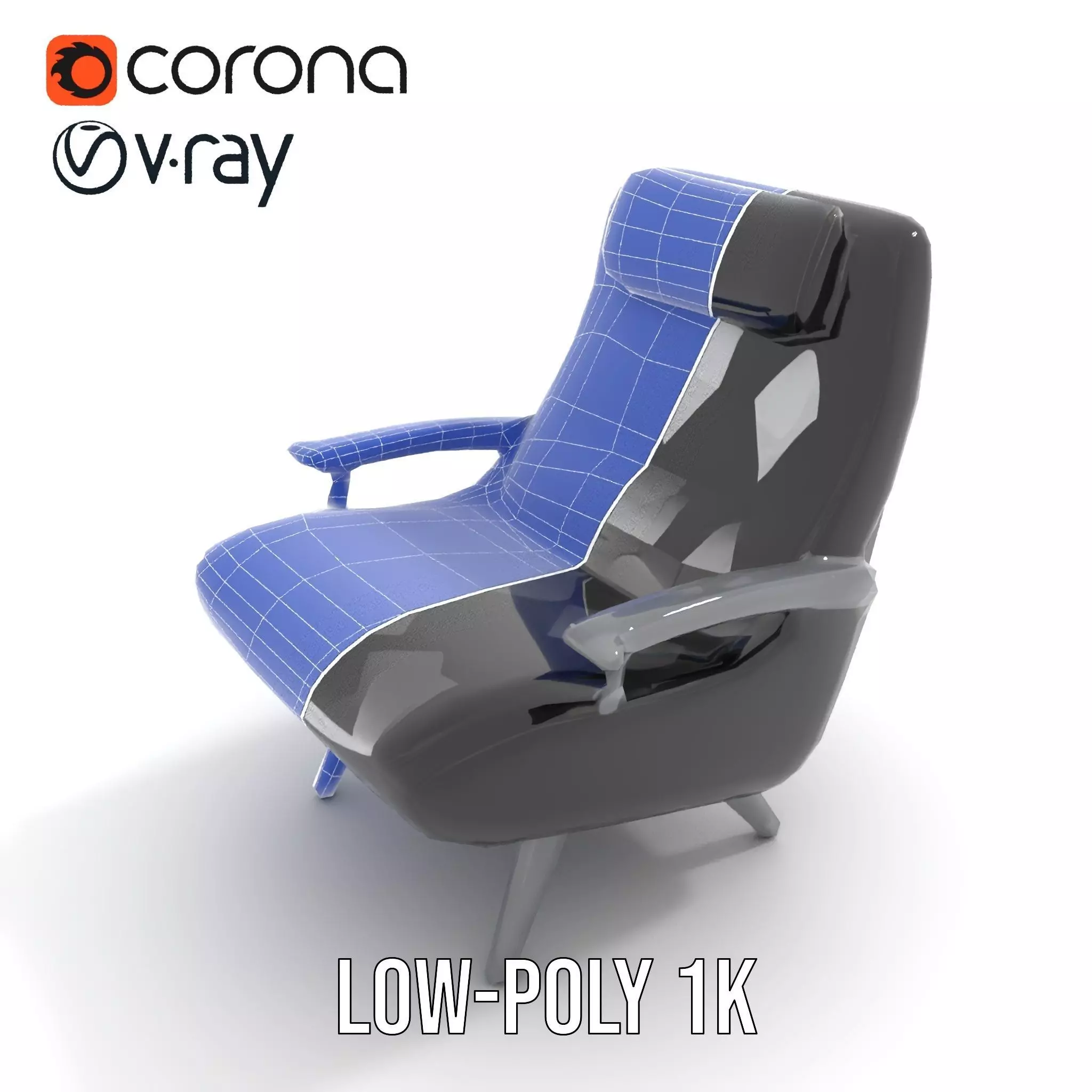 Modern Black Armchair model pack Low-poly 3D model_18