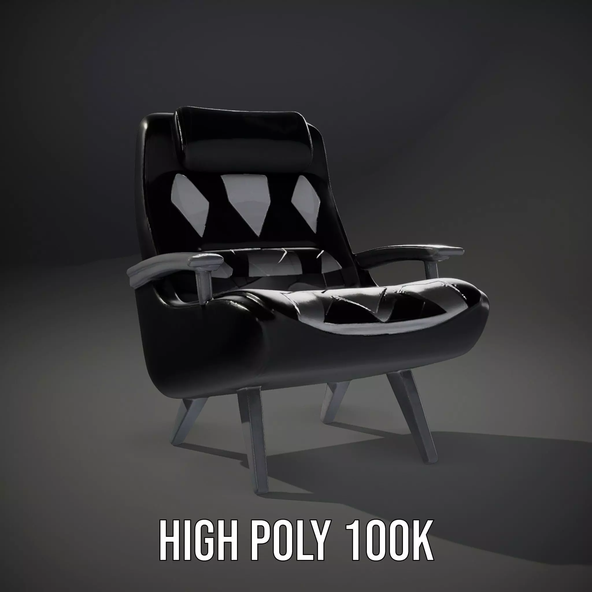 Modern Black Armchair model pack Low-poly 3D model_10