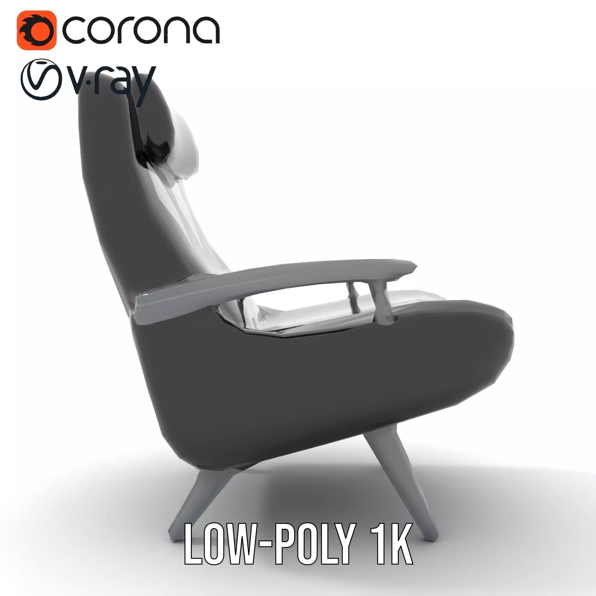 Modern Black Armchair model pack Low-poly 3D model_9