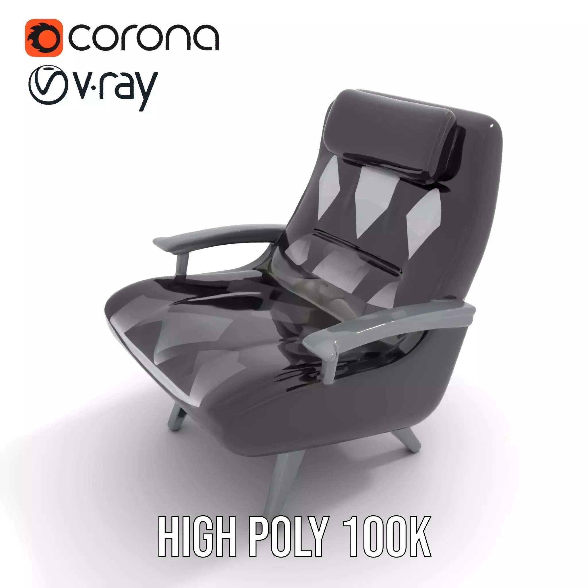 Modern Black Armchair model pack Low-poly 3D model_28