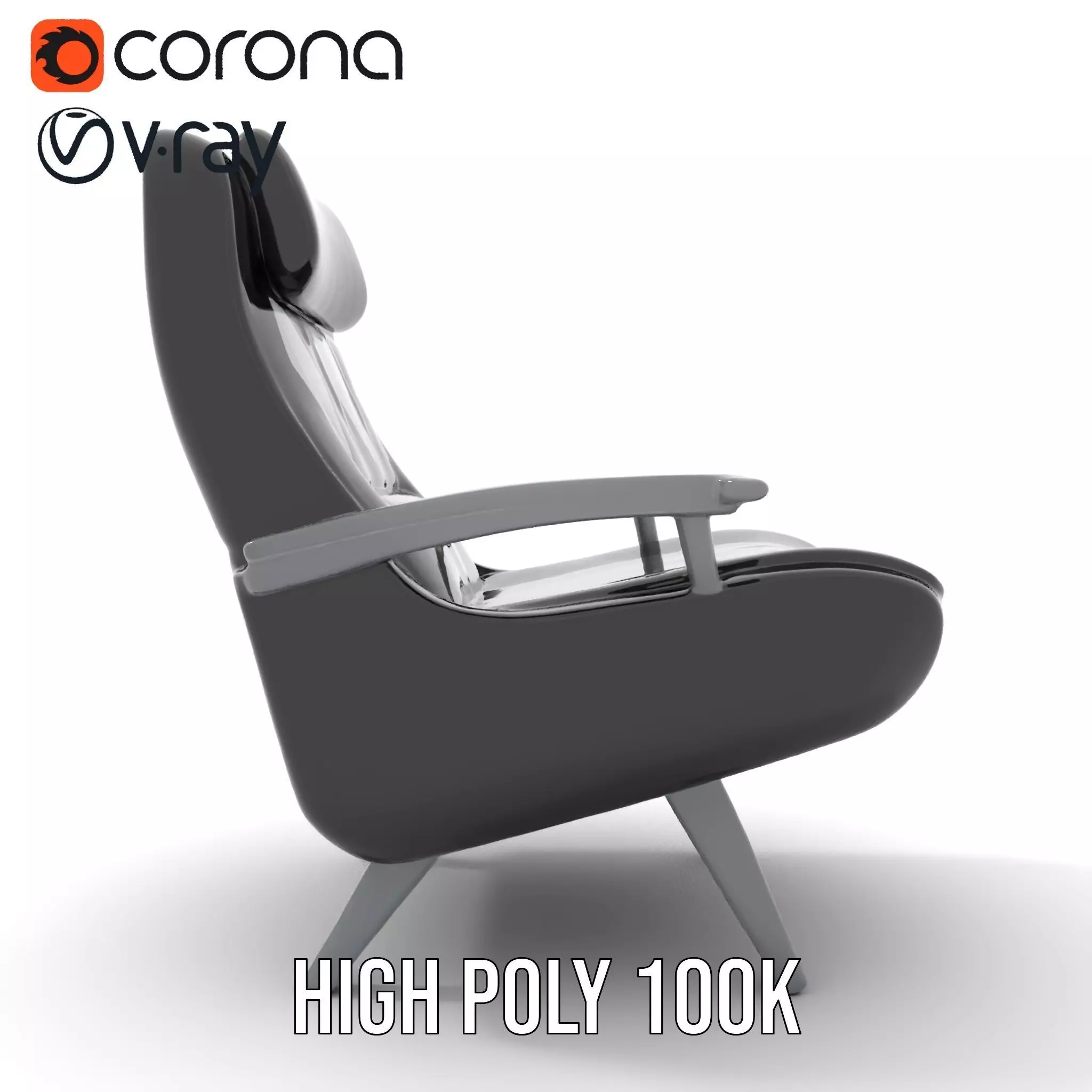 Modern Black Armchair model pack Low-poly 3D model_22