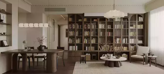 Modern living room dining room interior scenes 