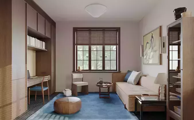 Modern medieval style living and dining room