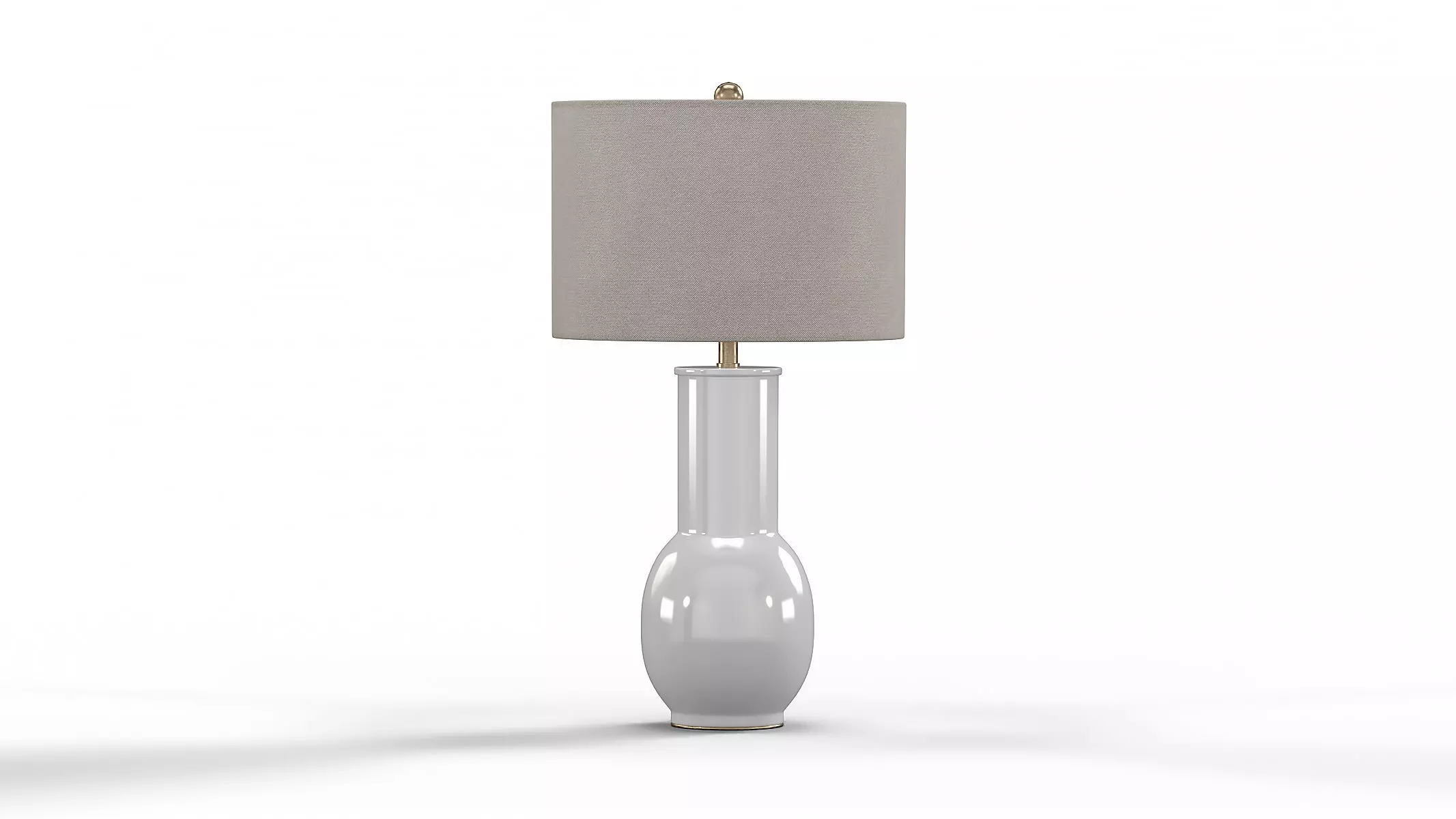 Storied Home White Terracotta Table Lamp Linen Shade 3D model_3