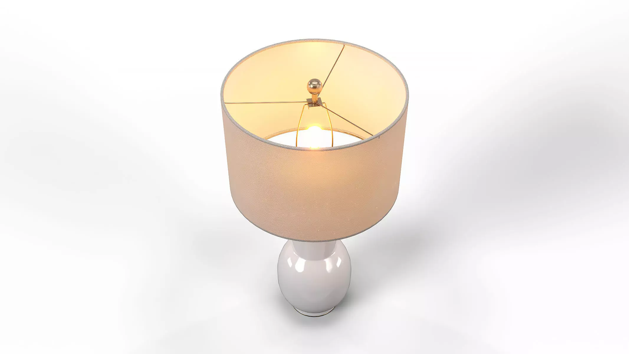 Storied Home White Terracotta Table Lamp Linen Shade 3D model_4