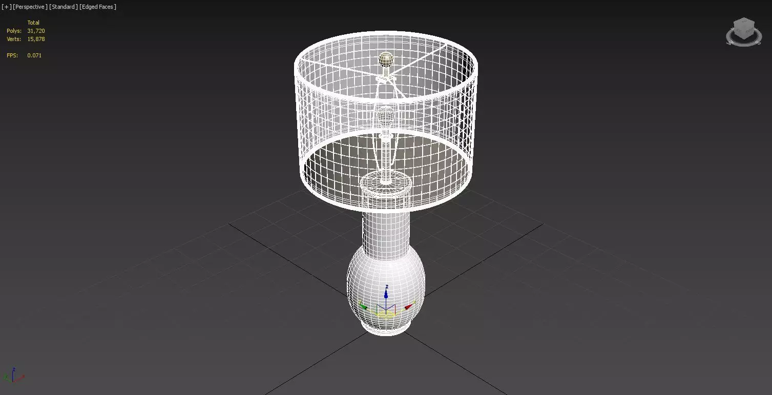 Storied Home White Terracotta Table Lamp Linen Shade 3D model_7