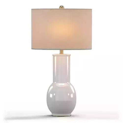 Storied Home White Terracotta Table Lamp Linen Shade