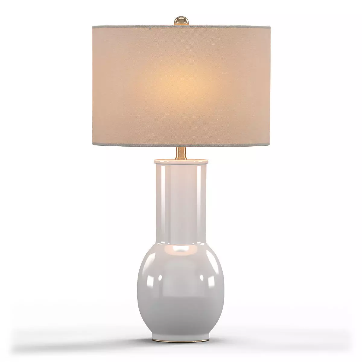 Storied Home White Terracotta Table Lamp Linen Shade 3D model_0