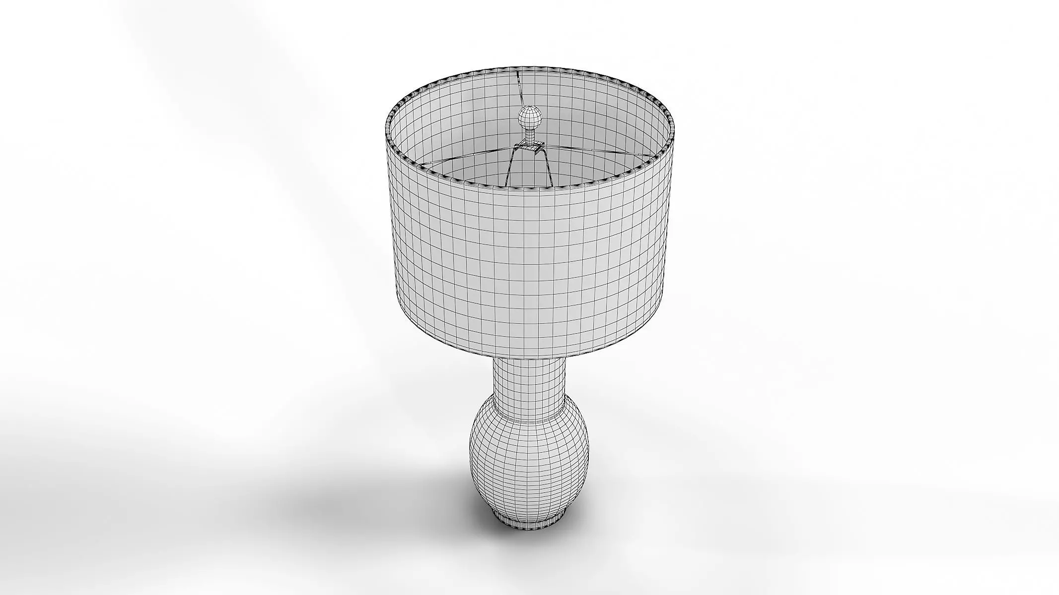 Storied Home White Terracotta Table Lamp Linen Shade 3D model_9